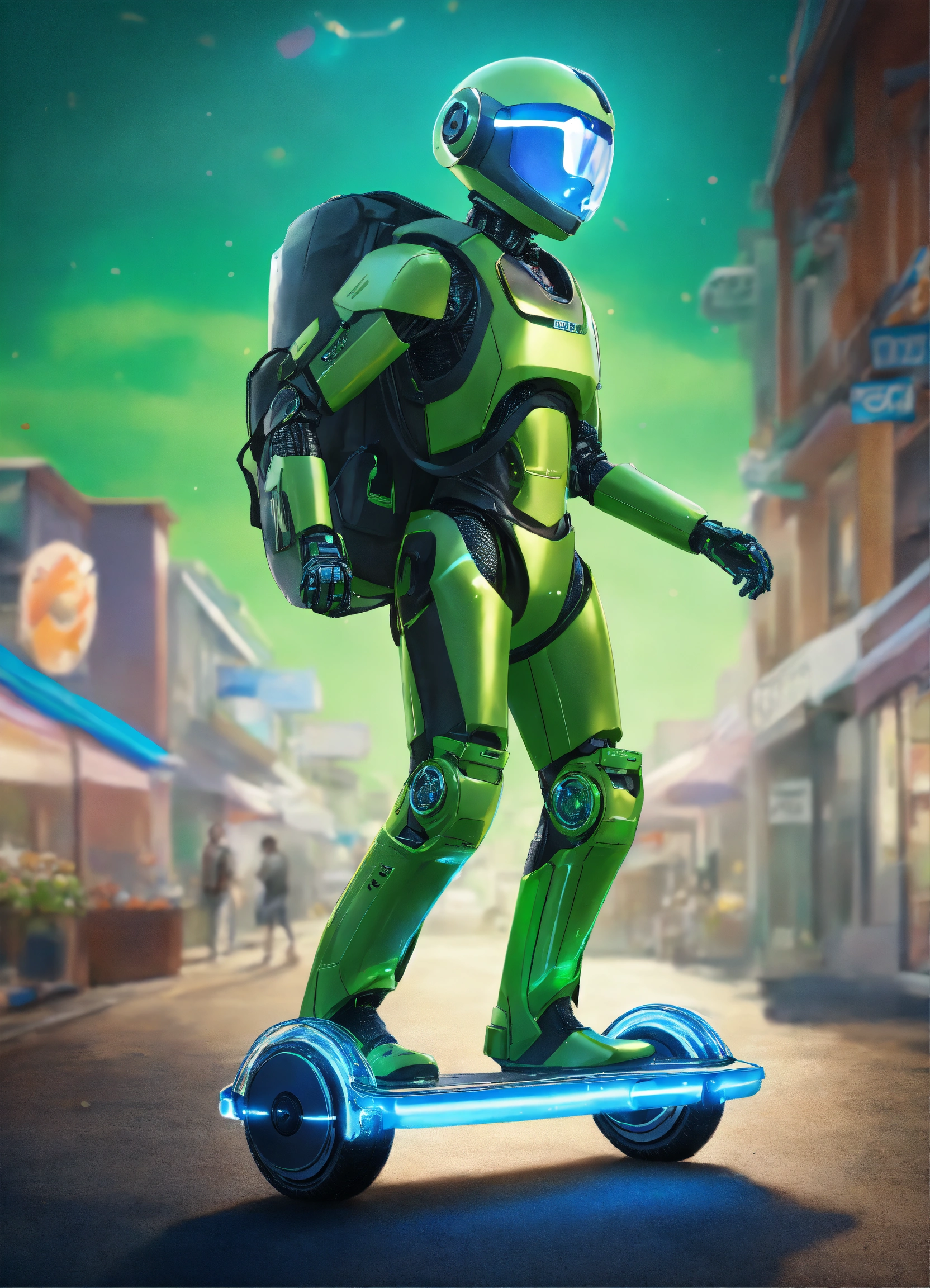 Lexica - A passionate male robot on hoverboard, realistic man face ...