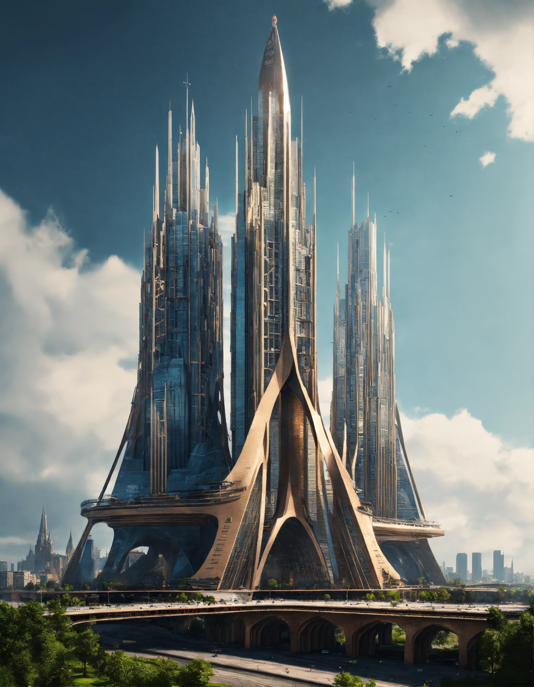 Lexica - Futuriatic Gothic cathedral skyscraper tower high apace ...