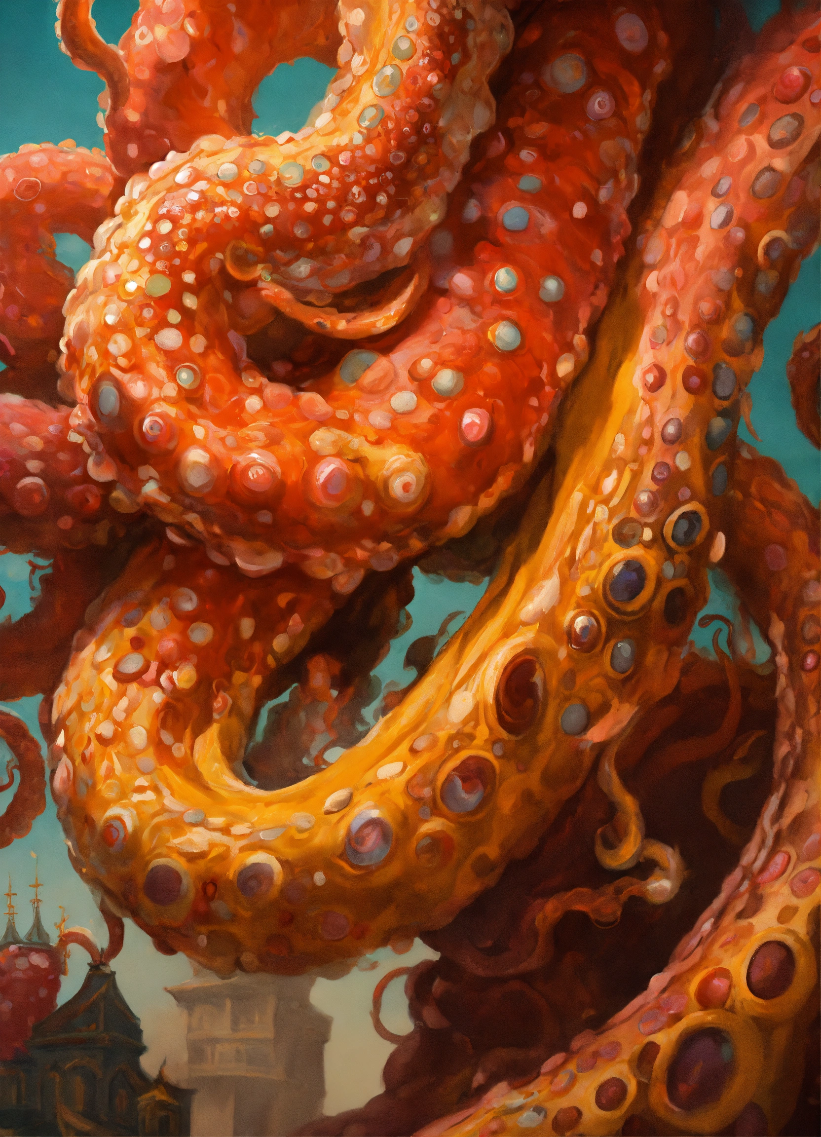 Lexica - Close up oli painted baroque giant tentacle