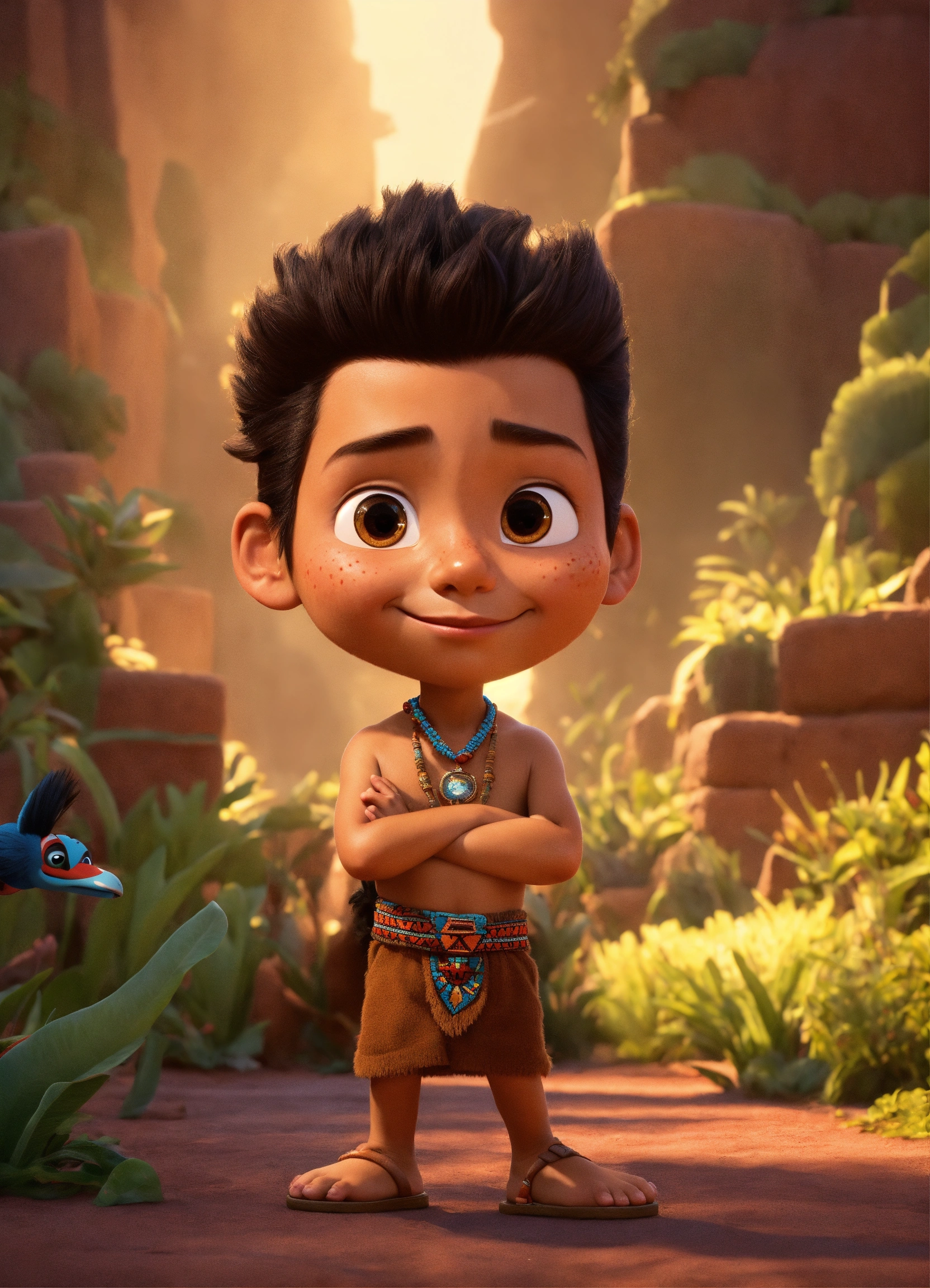 Lexica - Pixar animation of 8 year old Benjamin Bratt with indigenous ...
