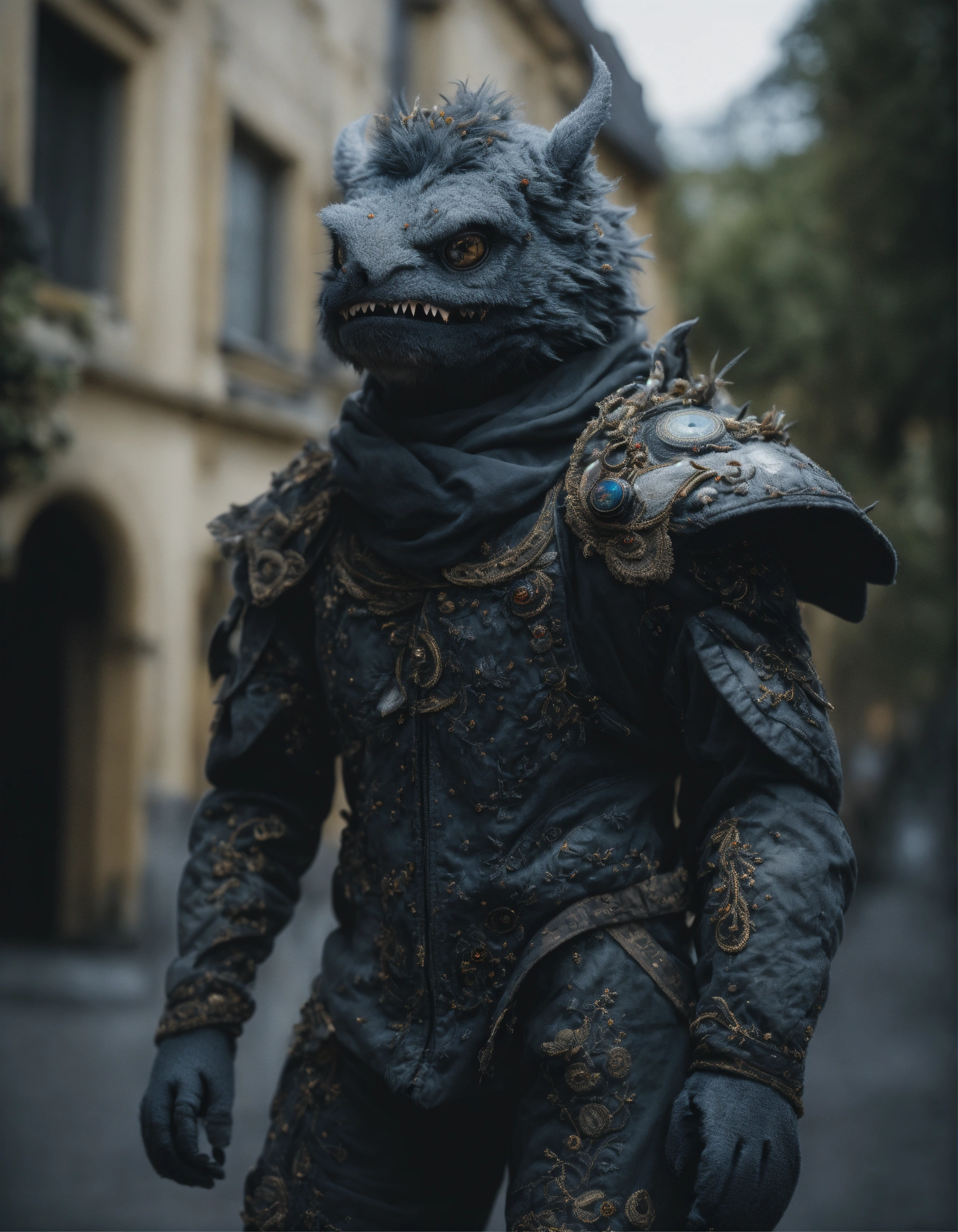 Lexica - Very cute, realistic grey monster whit many eyes standing in ...