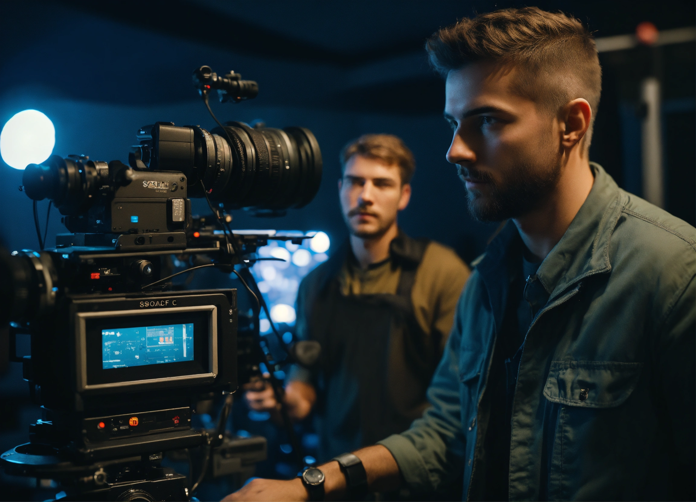 Lexica - The operator looks directly into the frame, he is under the ...
