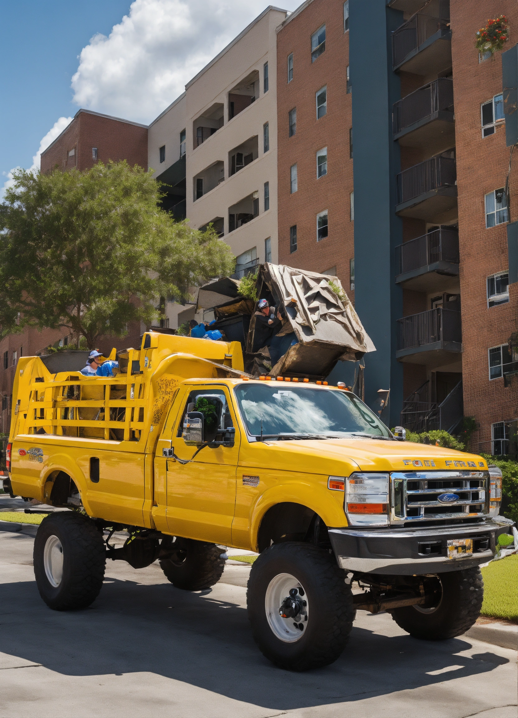 Lexica - A white man driving a ford f350 doing junk removal from ...
