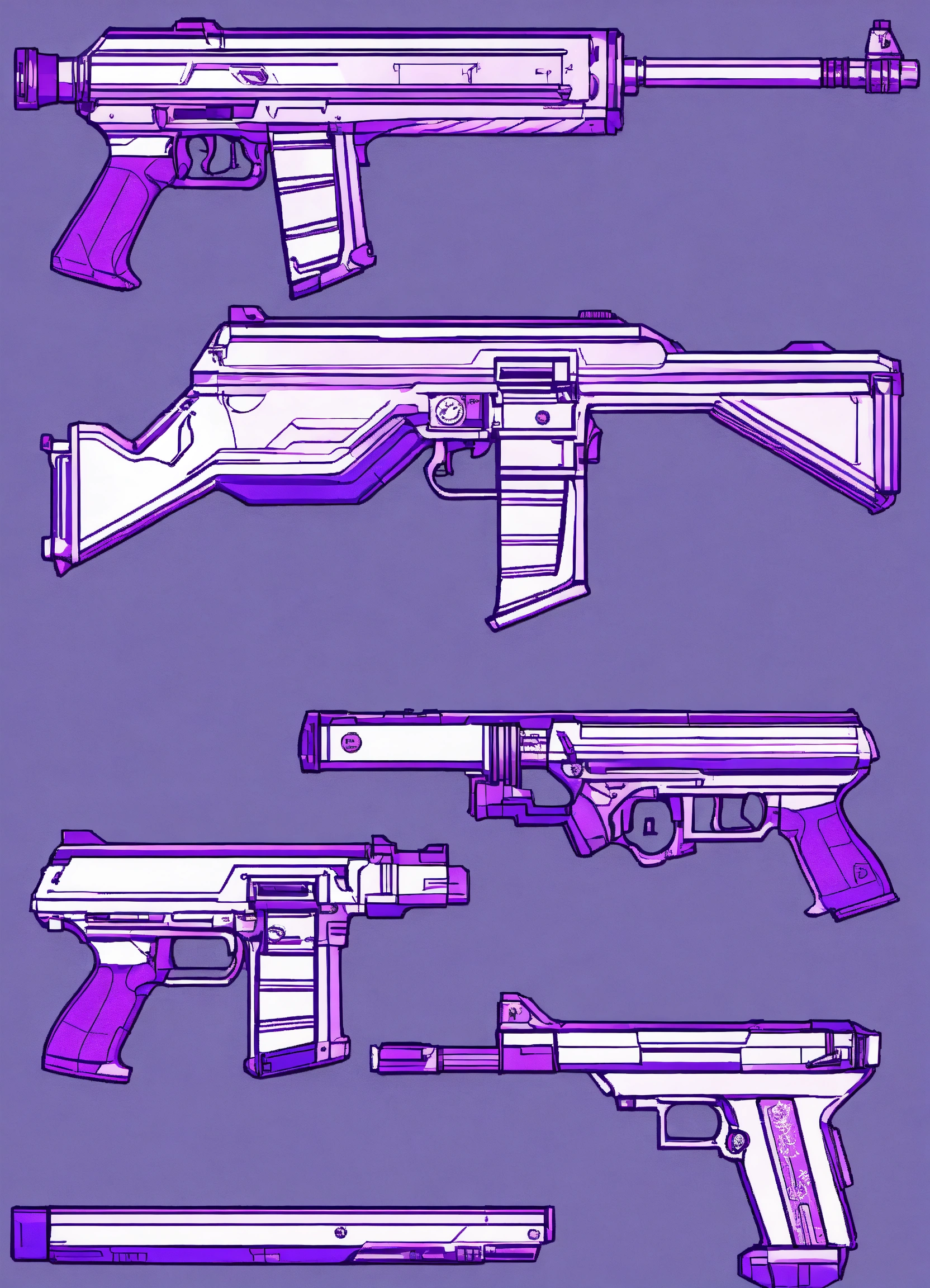 Lexica - Gun lineart purple simple