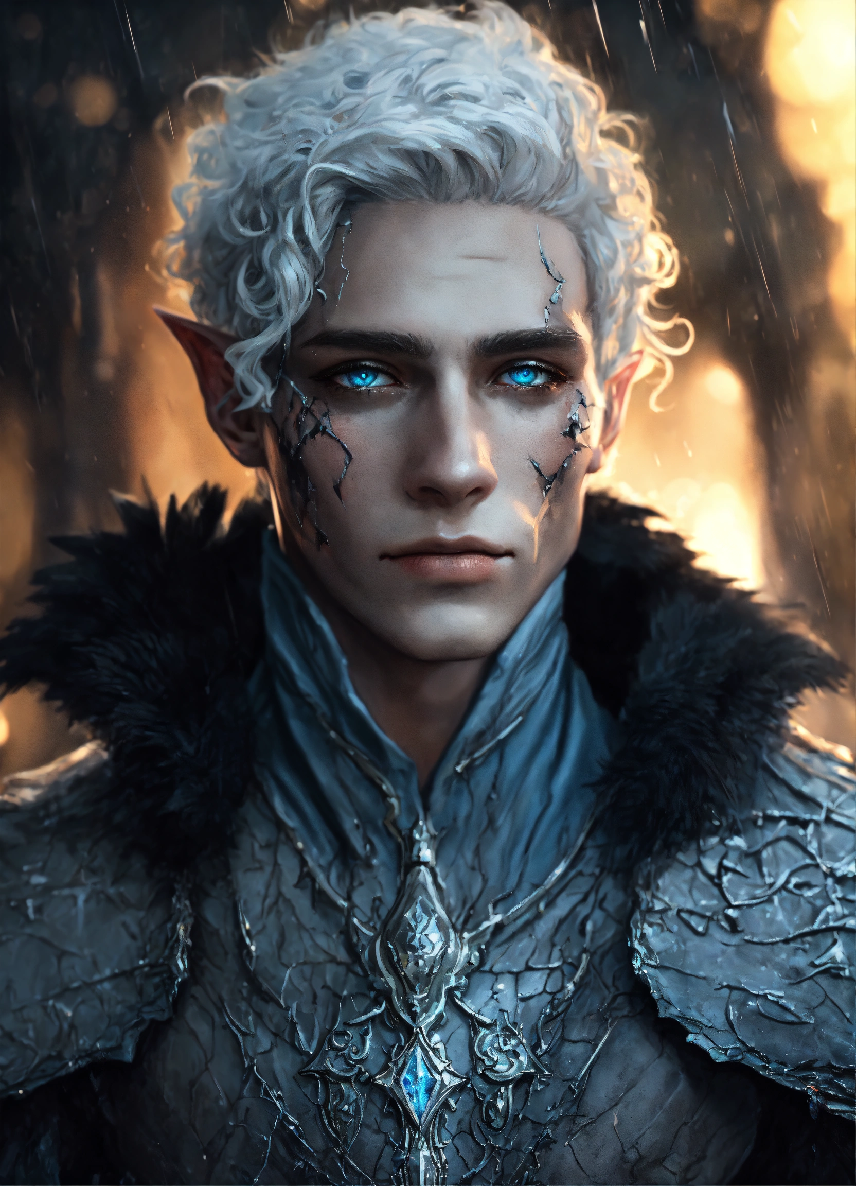 Lexica - Fantasy portrait of a ash-grey skinned elf, masculine ...