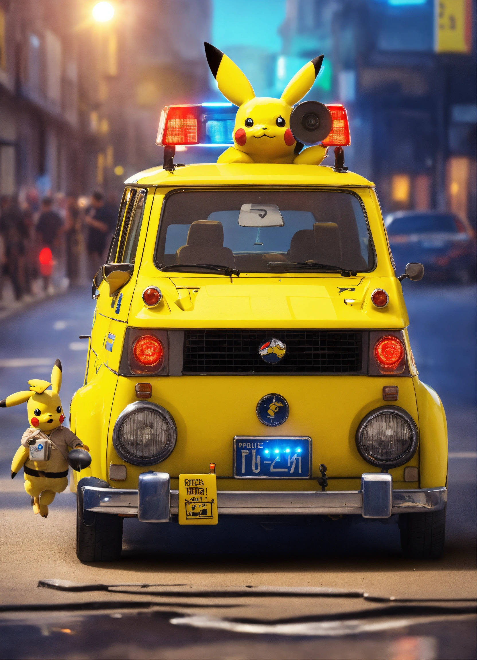 Lexica - PIKACHU LIKE POLICE WITH CAR