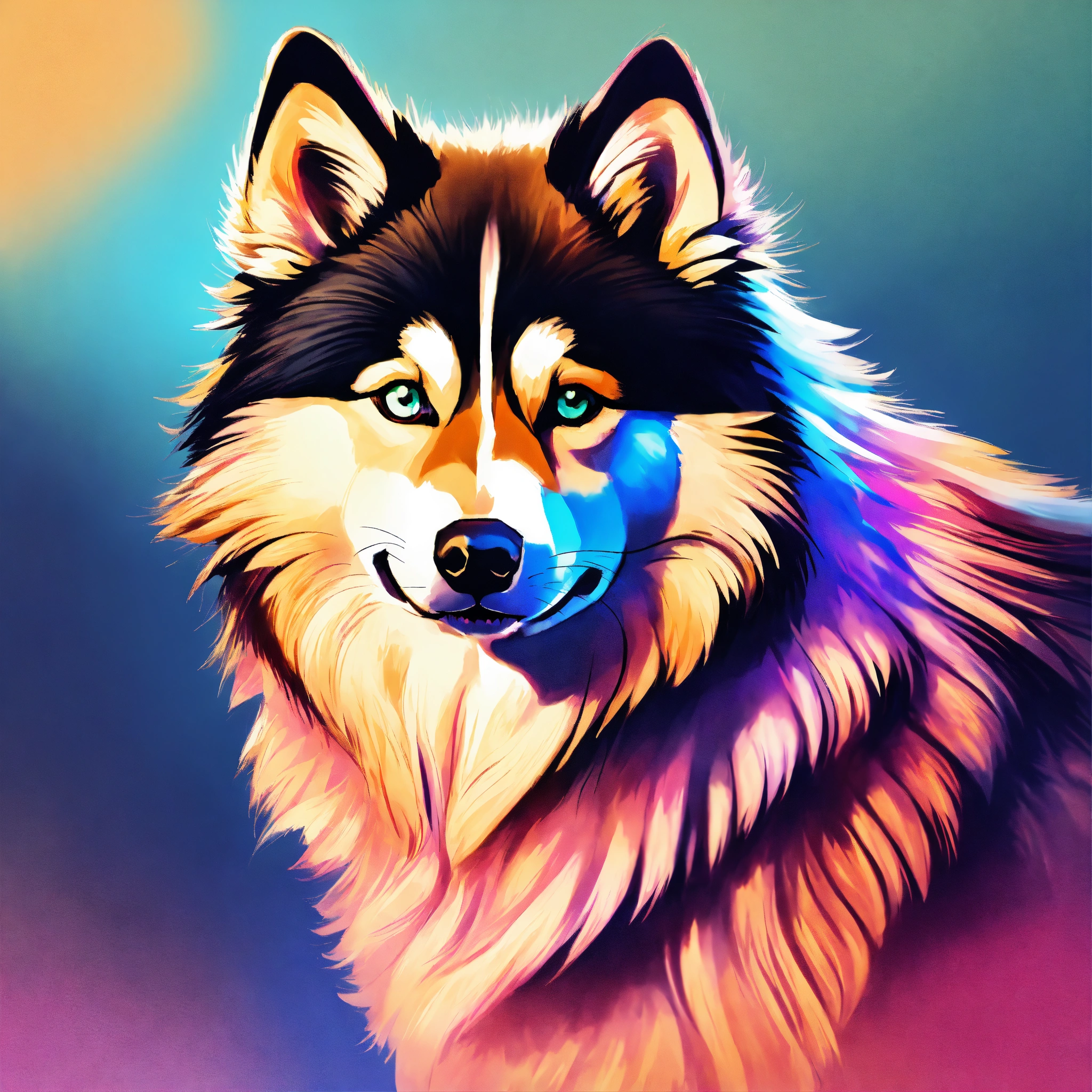 Lexica - An energetic Pomsky struts around with a bushy tail curled ...