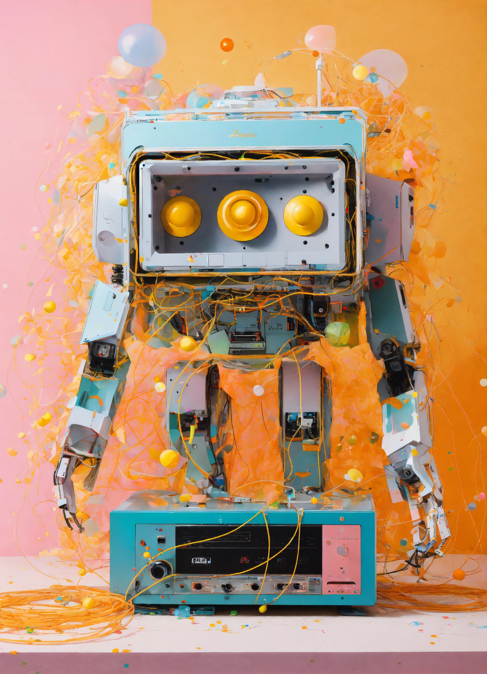 Lexica - Pastel colors low-angle view shot Photography of a robot body ...