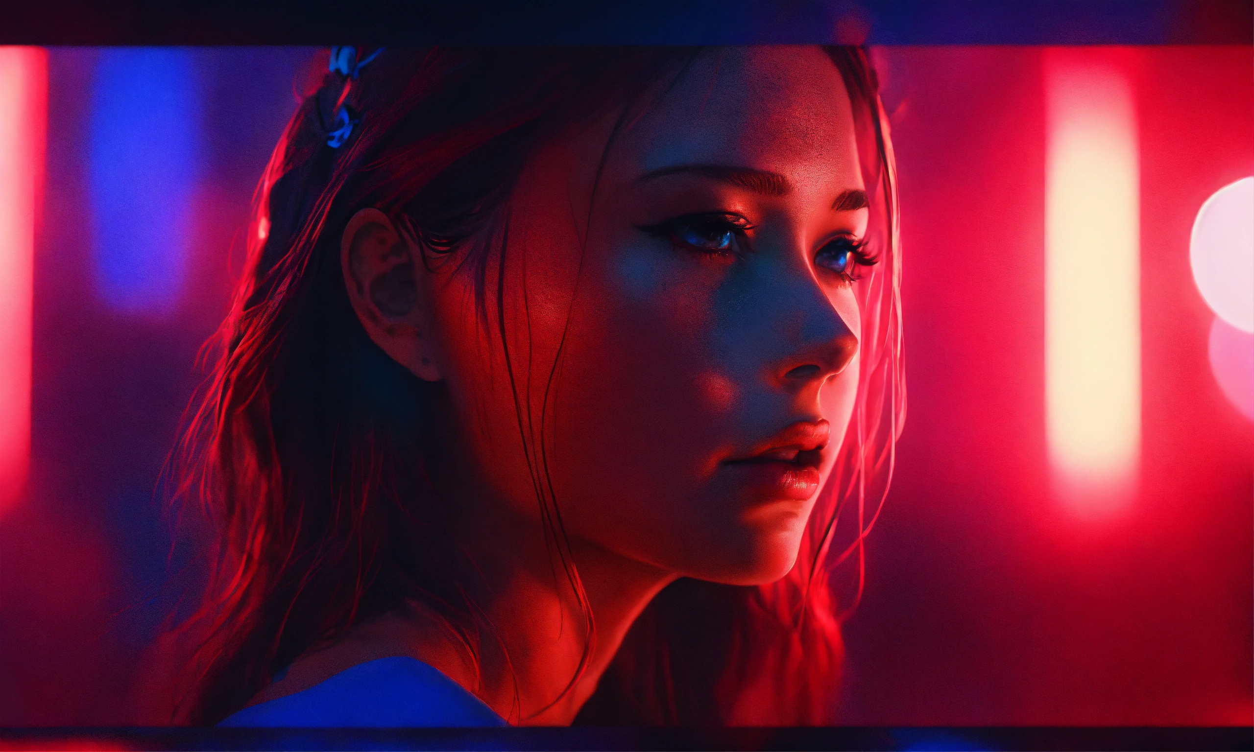 Lexica - A beautiful girl in deep pain, environment of mesmerizing red ...