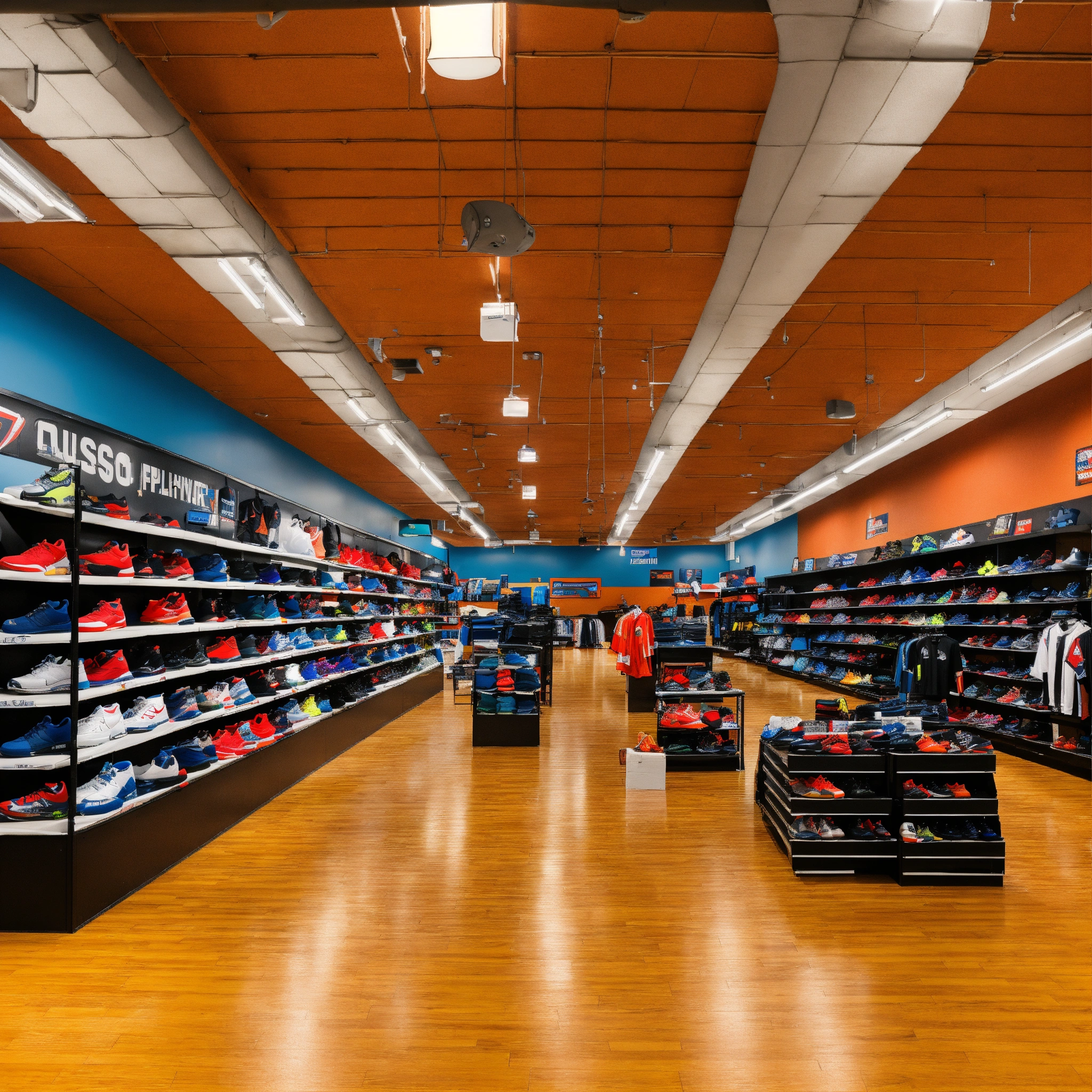 Lexica - A photo of a professional sports store. The store is filled ...