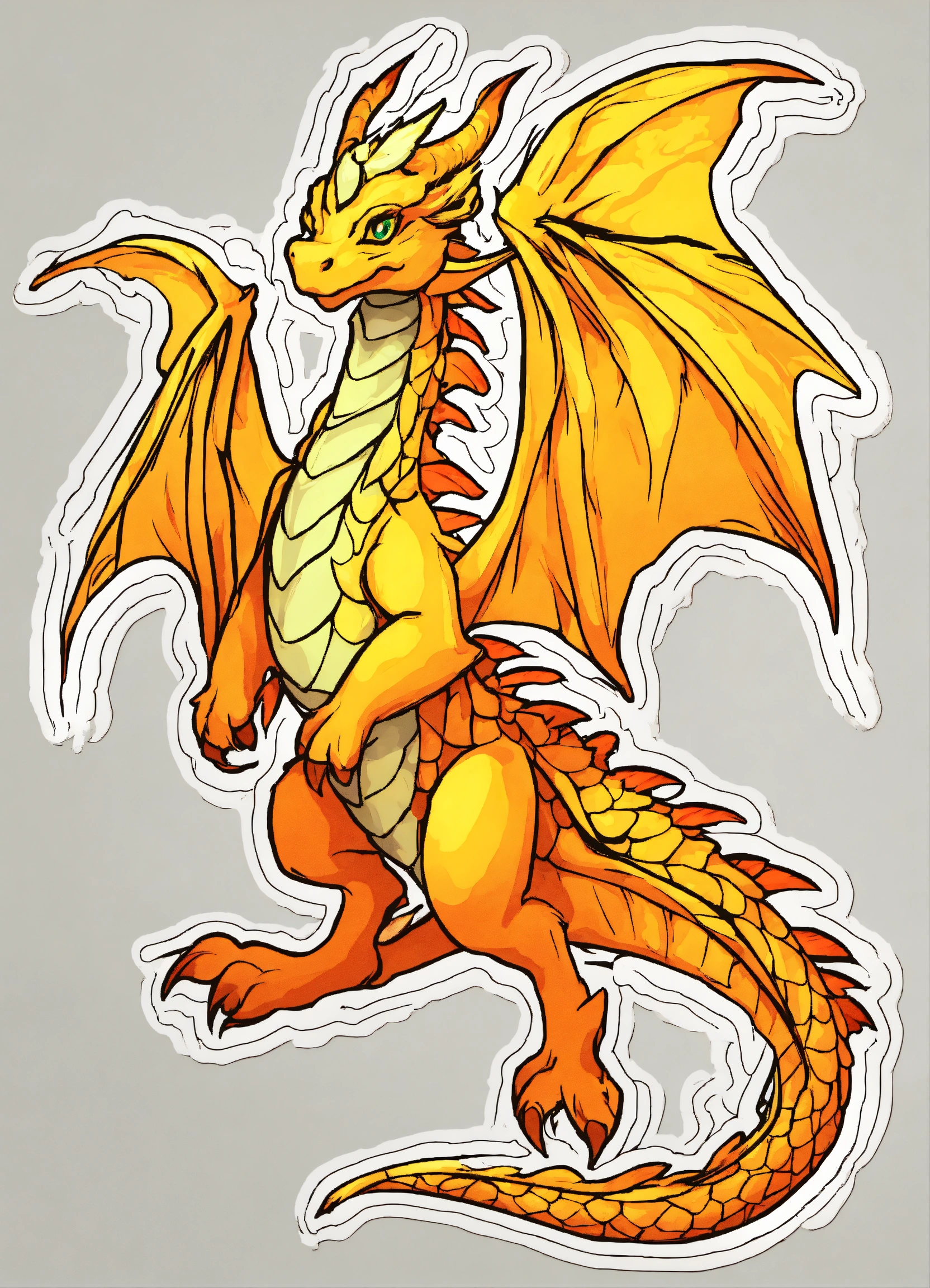 Lexica - Sticker, young dragon, yellow and orange, beautiful eyes, with ...