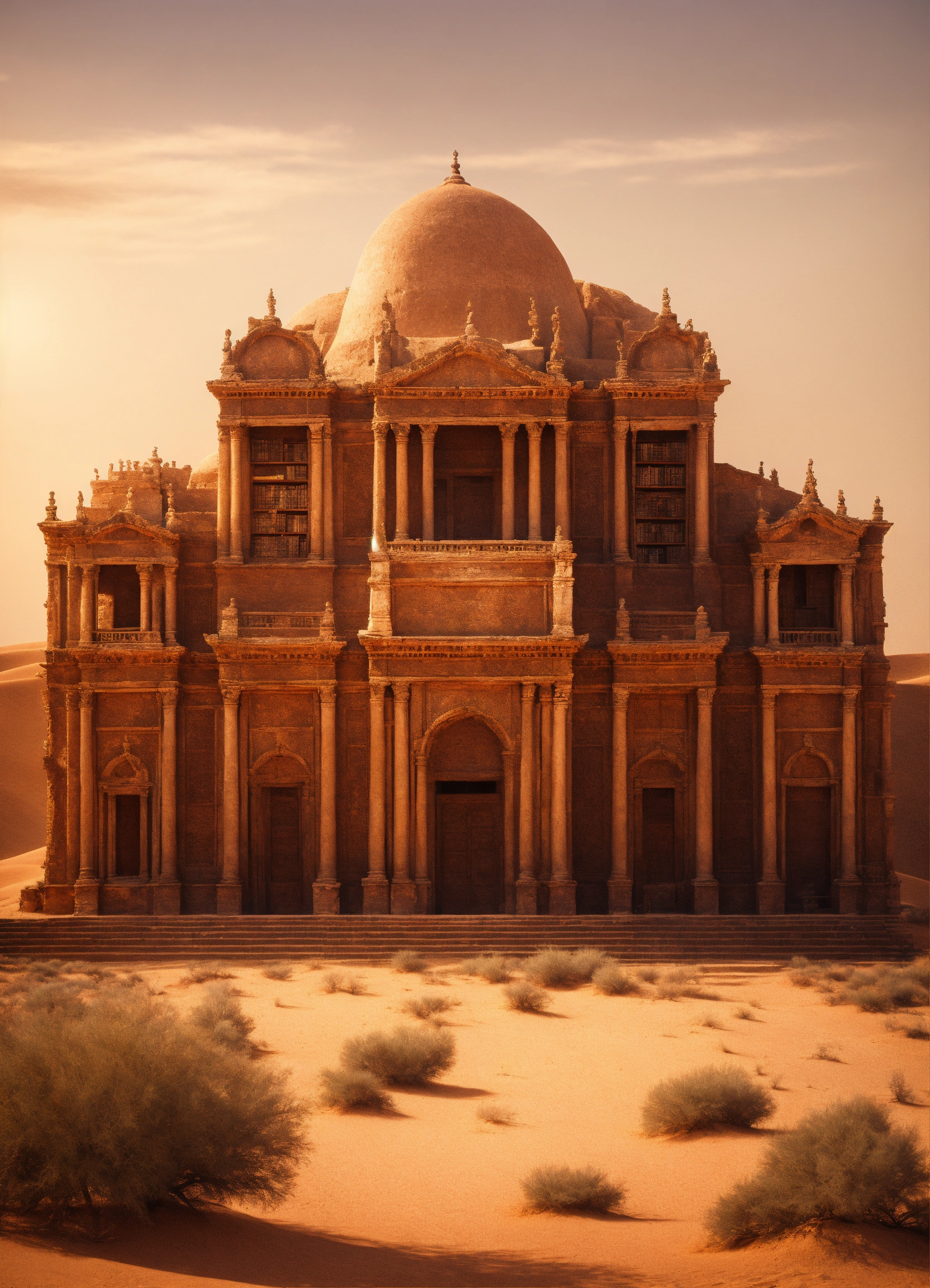 Lexica - An old ancient massive library in the middle of a dessert