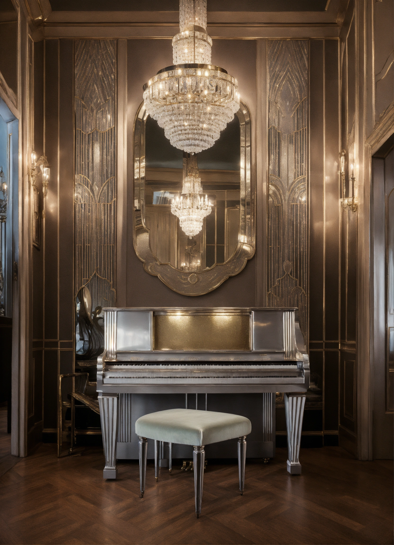 Lexica - Smoke nouveau art deco silver flash sparkle salon interior ...