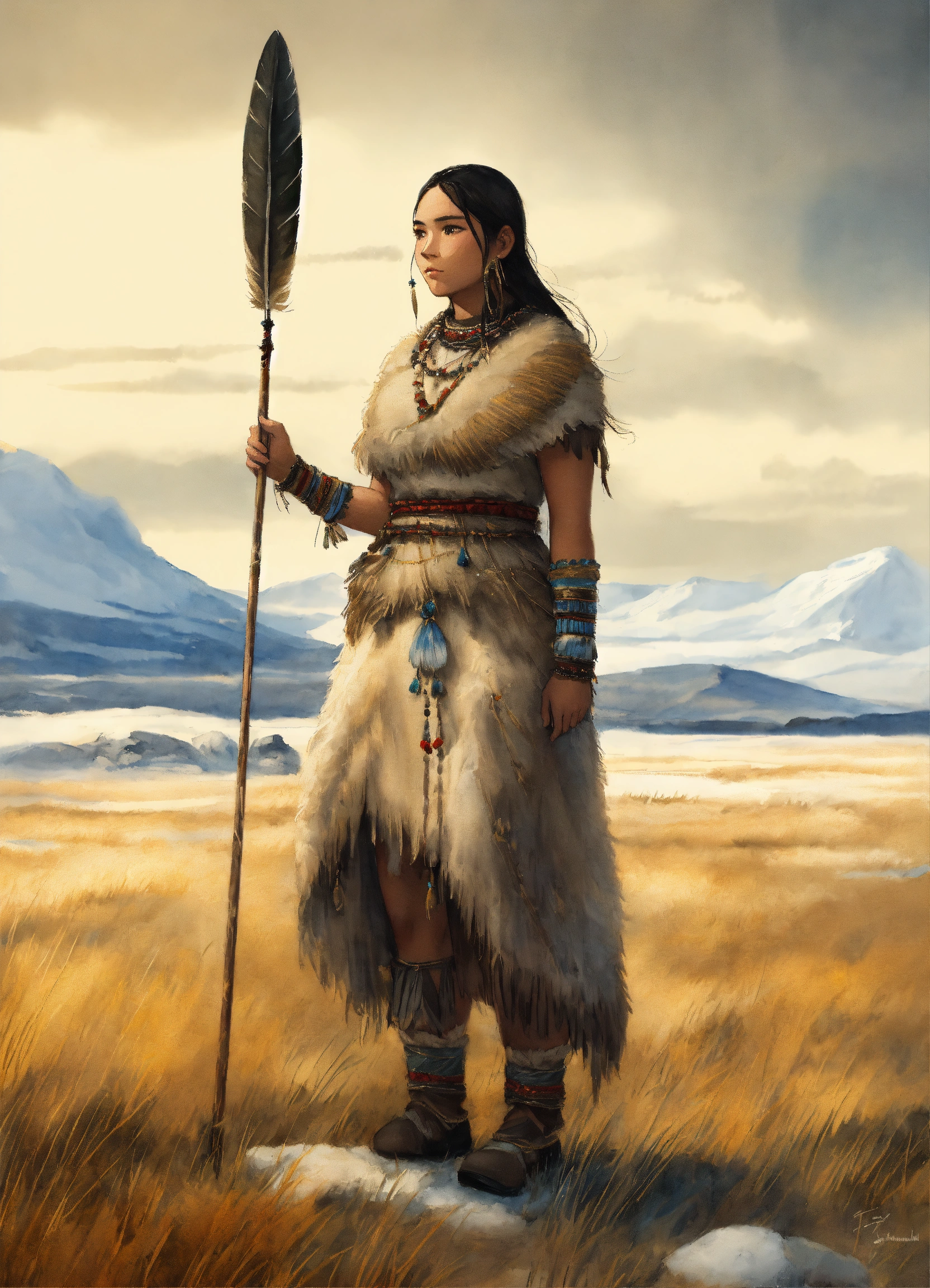 Lexica - Full body Illustration of an inuit woman, young, 18 years old ...