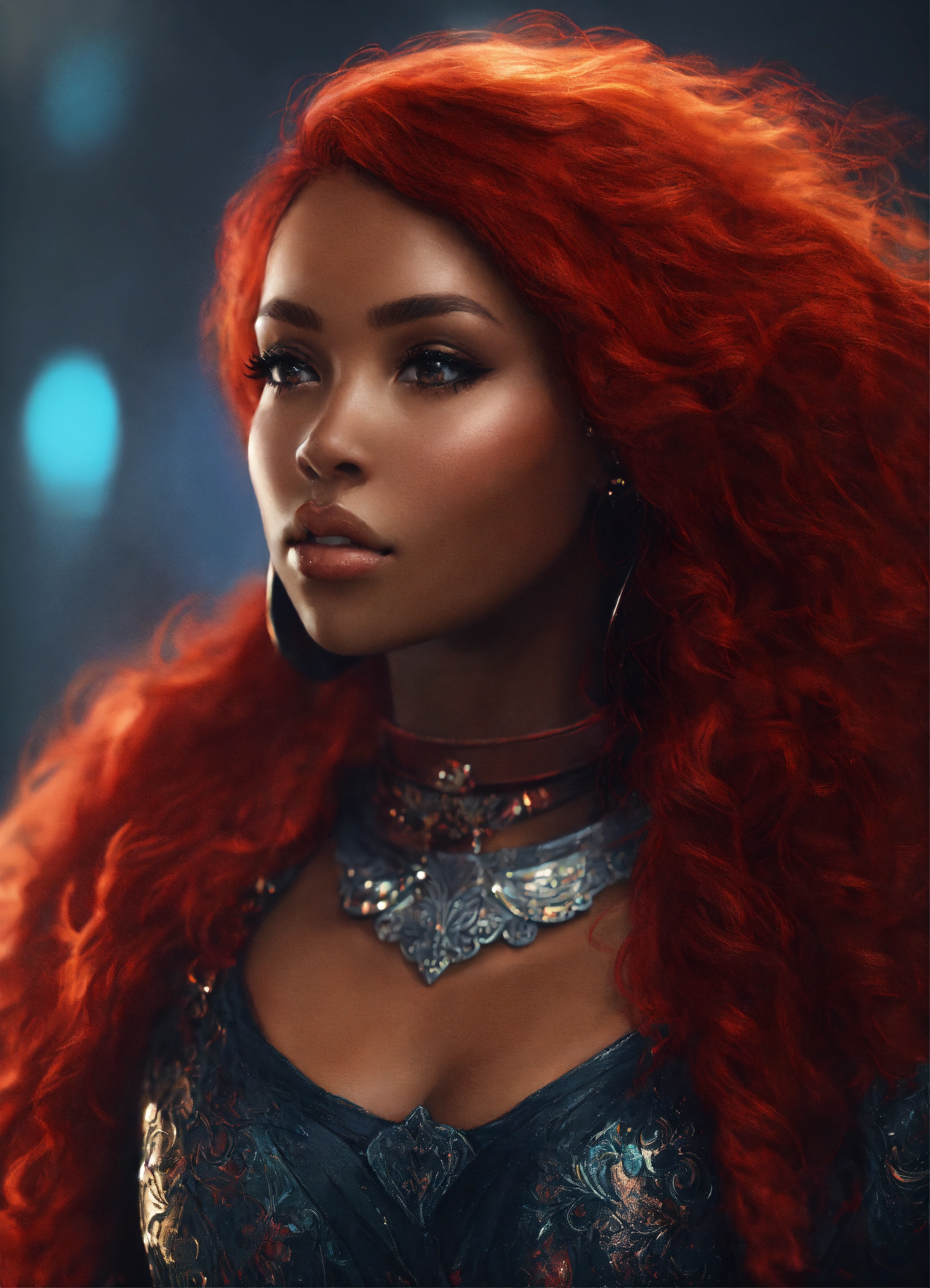 Lexica - Red hair black woman fantasy 4k