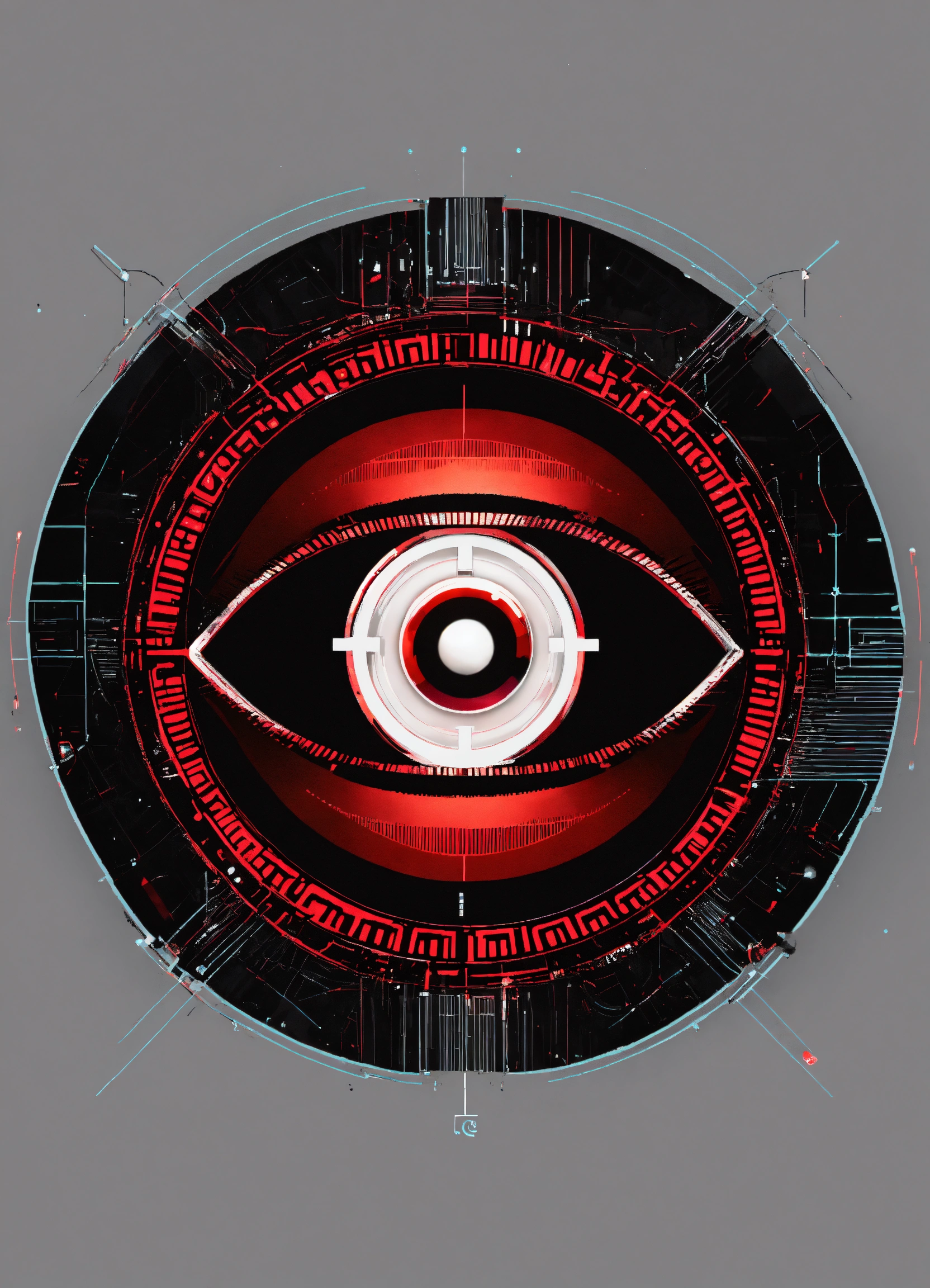 Lexica - Technological eye,red & black neon, logo, minimalist, vector