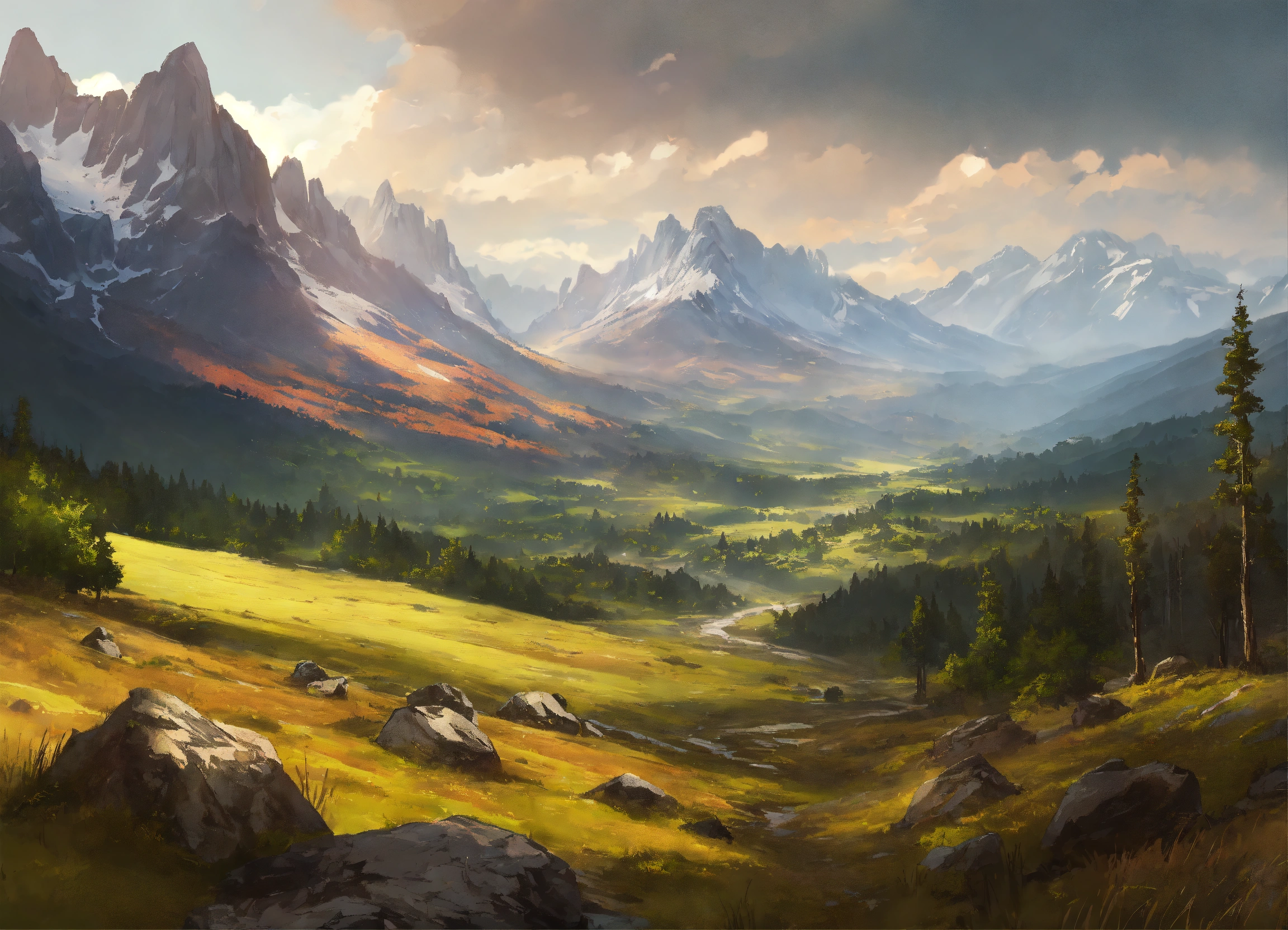 Lexica - Concept art of a beautiful landscape with brown and grey rocky ...