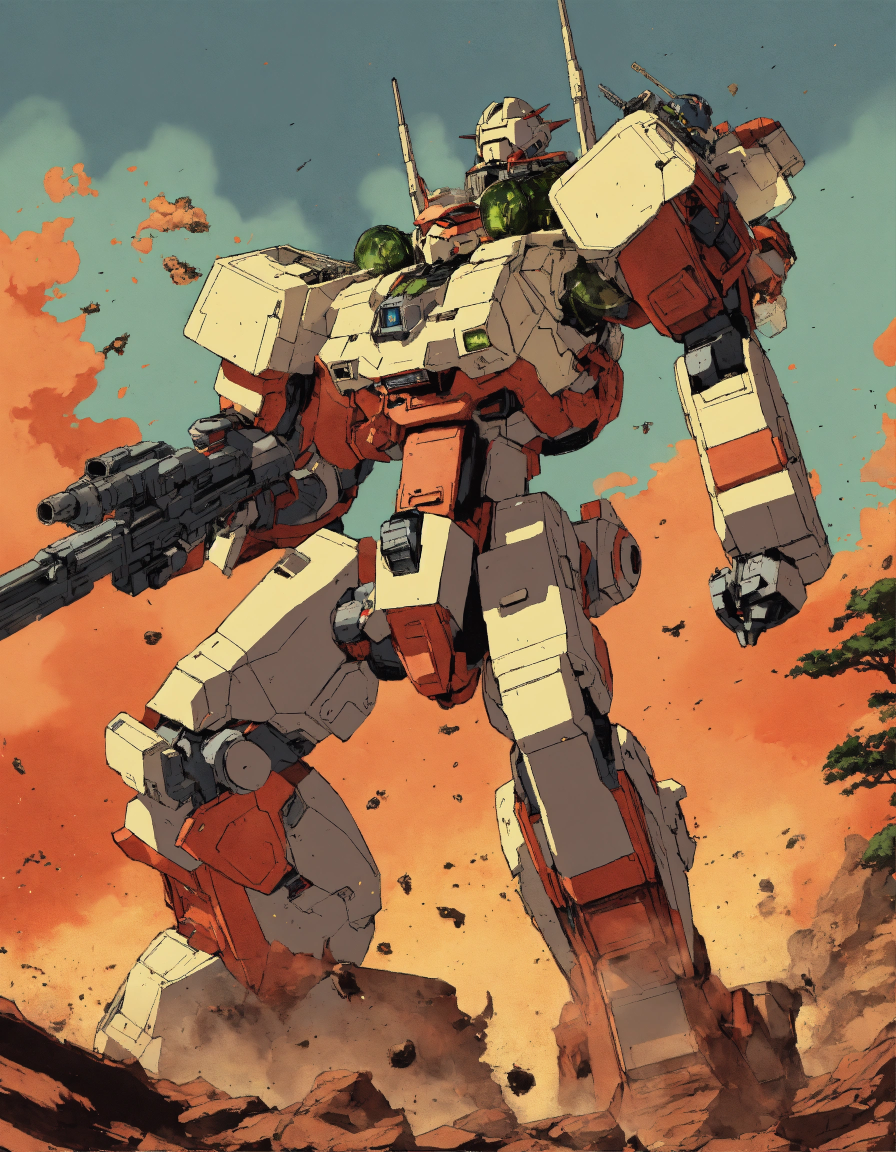 Lexica - Mecha battle , Katsuhiro otomo style , minimal style