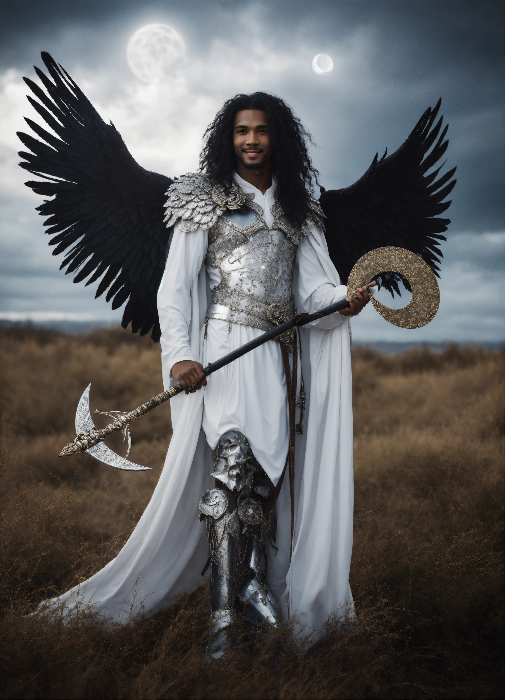 Lexica - Iconoclastic surreal full body photo of a windblown Archangel ...