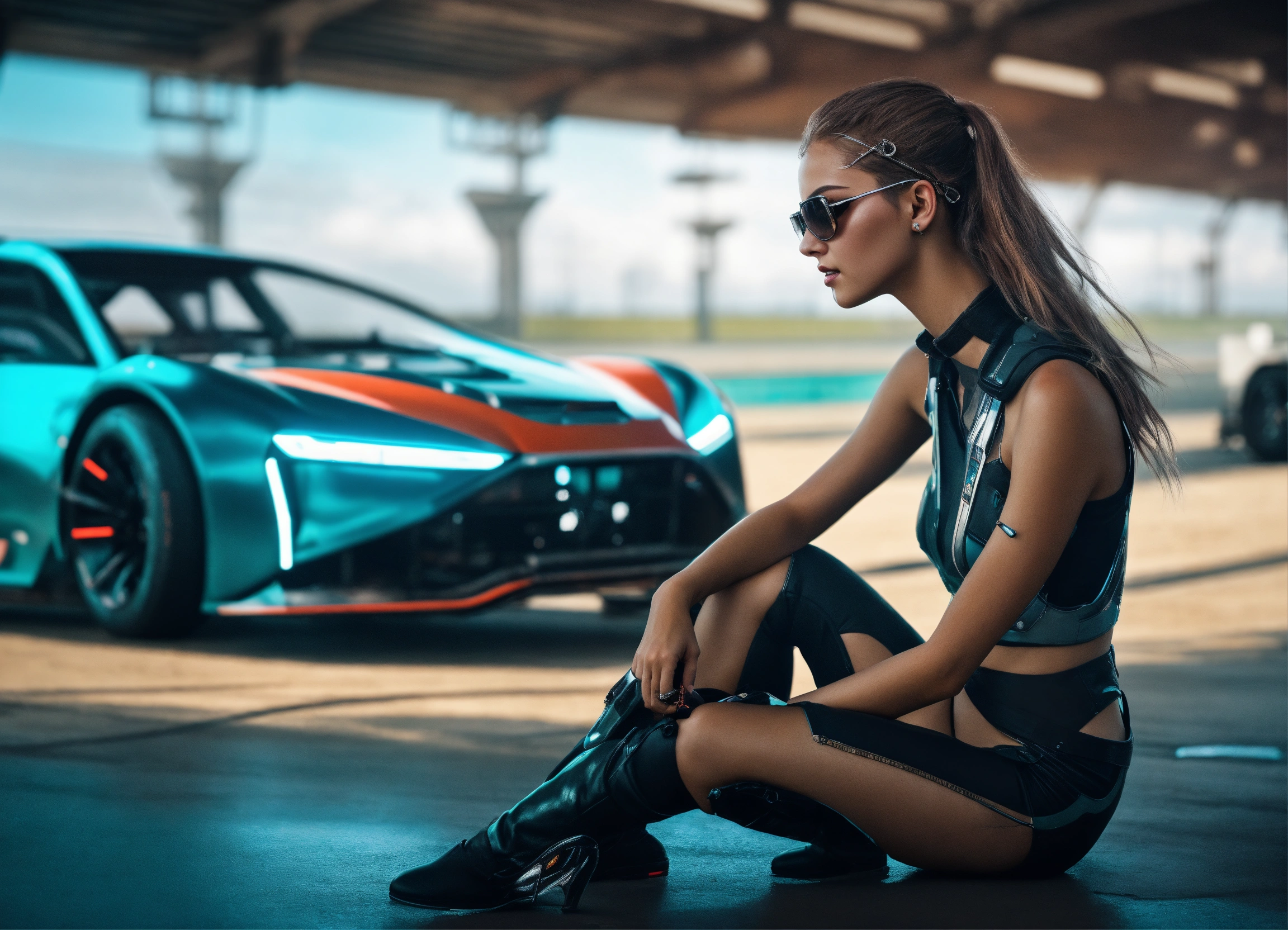 Lexica High Detailed Photo Realistic Natural Photo Cyberpunk Dream Girl Futuristic Flying Car