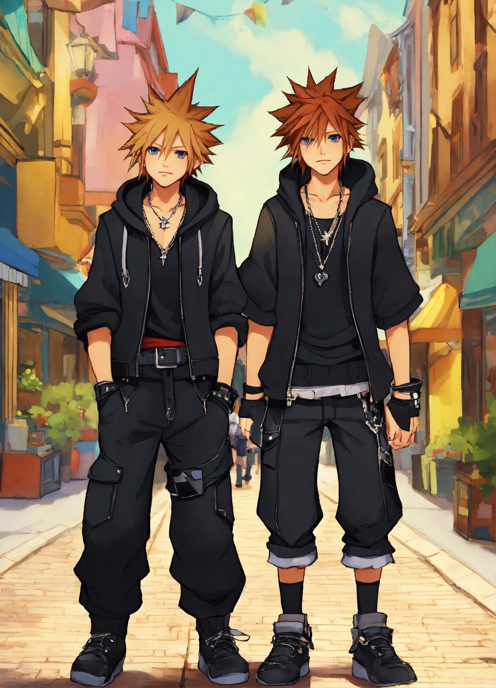 Lexica - Kingdom hearts Roxas and Axel, wearing black clothes, shopping ...