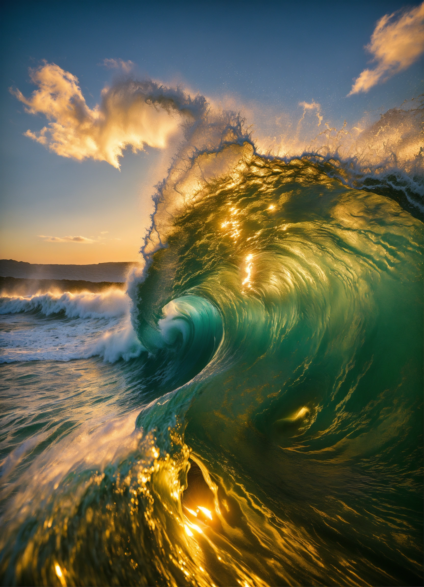 Lexica - Award winning photography looking under the curl of the wave ...