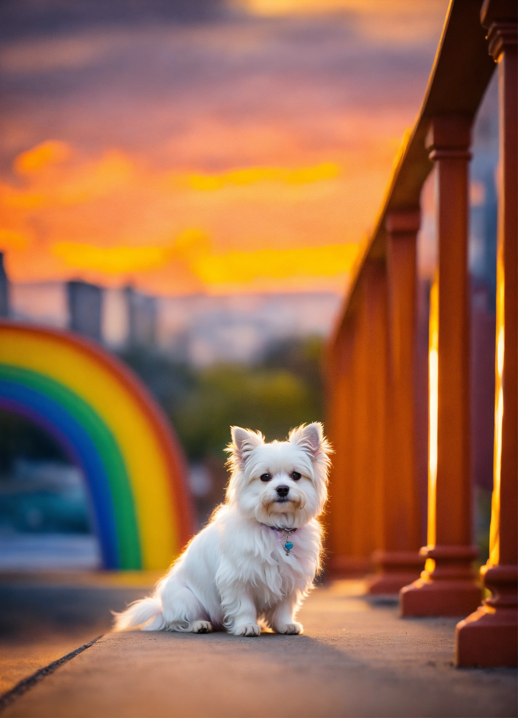 lexica-a-white-fluffy-small-dog-on-rainbow-bridge-where-dogs-and-cats