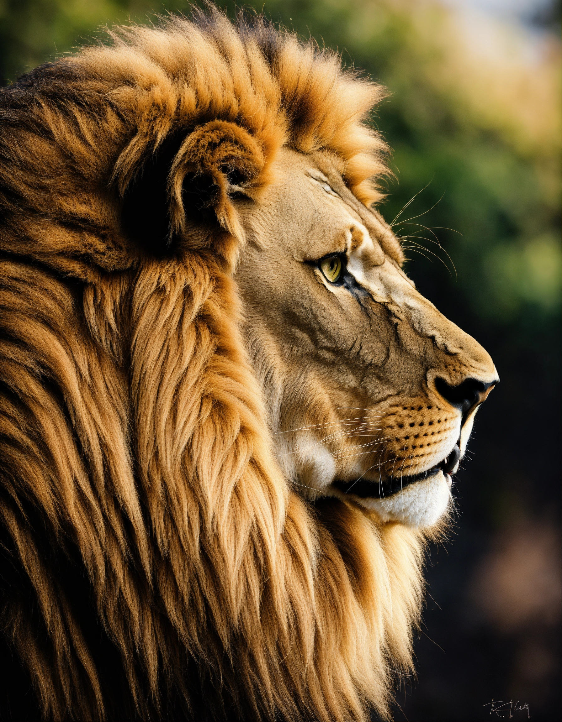 Lexica - A lion. from the side. close up on the head. no mane