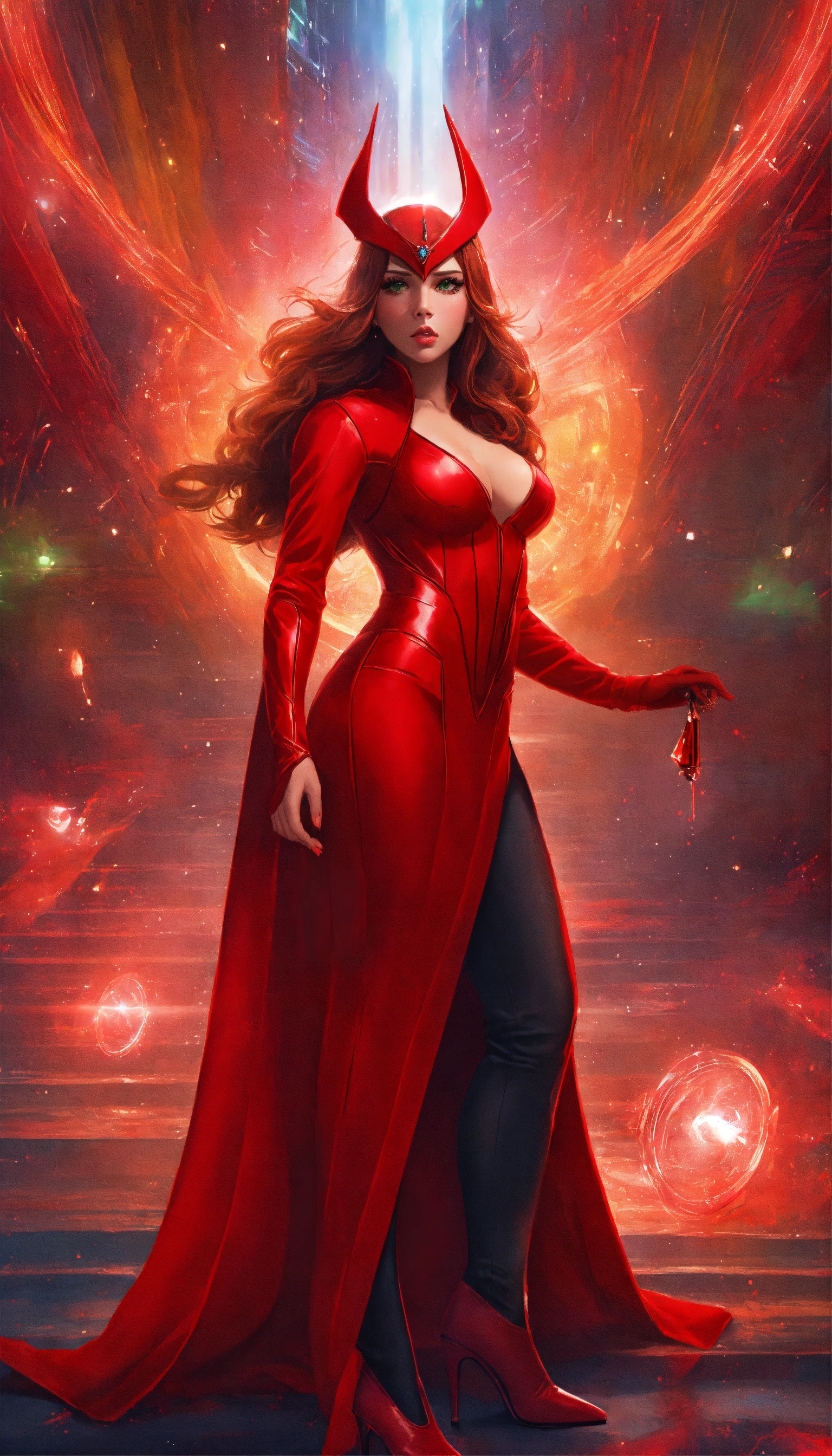 Lexica - Concept art of the scarlet witch in an all red outfit, outer ...