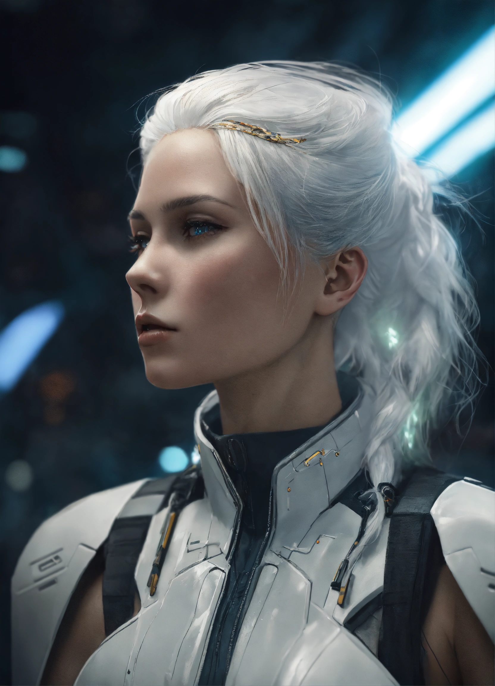 Lexica - Oktyabrina Maximova, white hair, dark future sci-fi, ambient ...