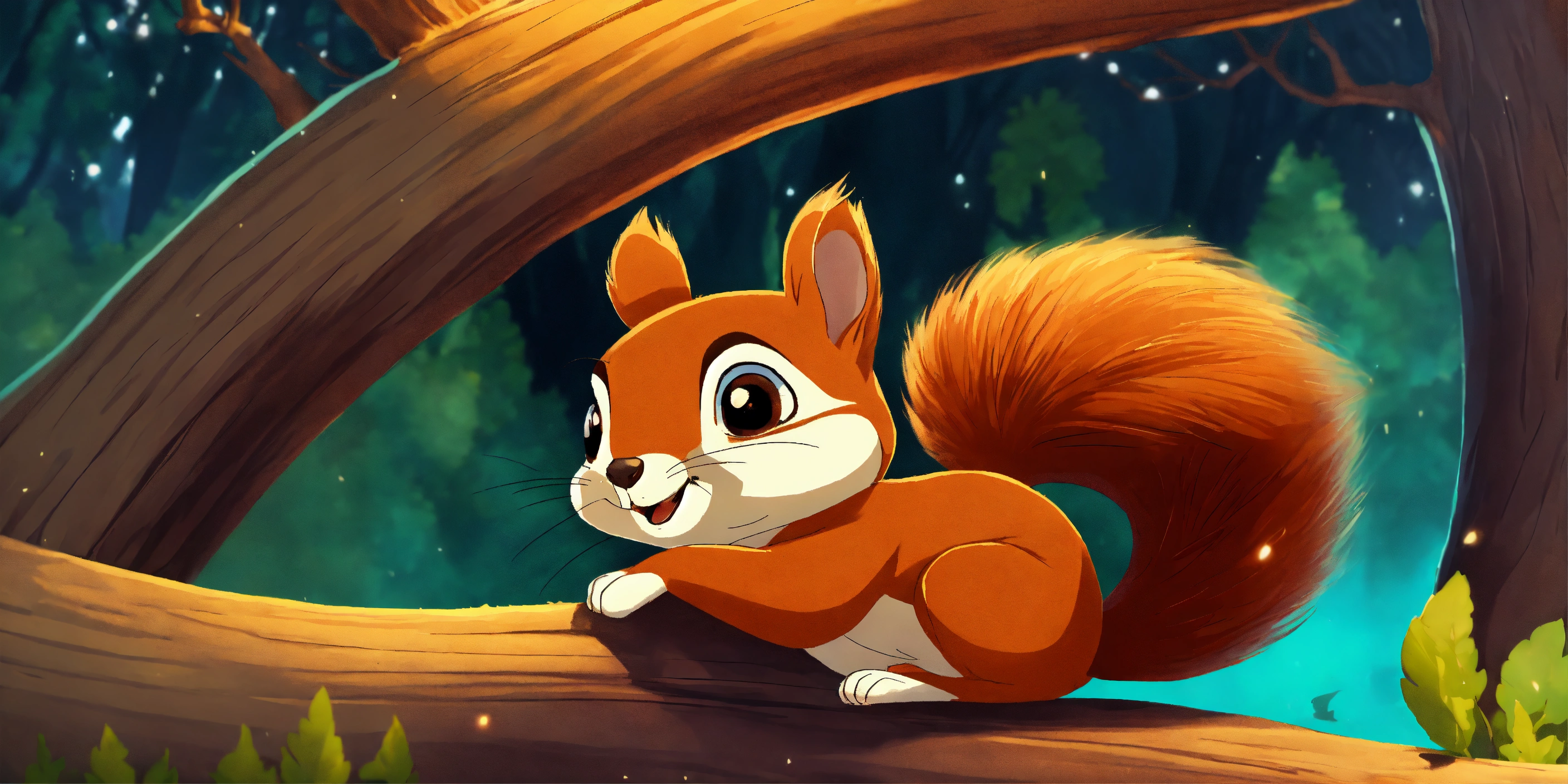Lexica - Hello, little squirrel. She jumps among the trees, finding a ...