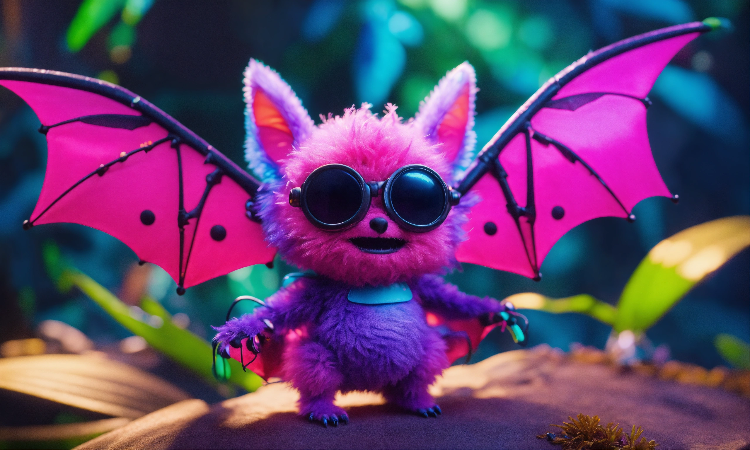 Lexica - Crazy cute fuzzy pink and purple alien fruitbat character with ...