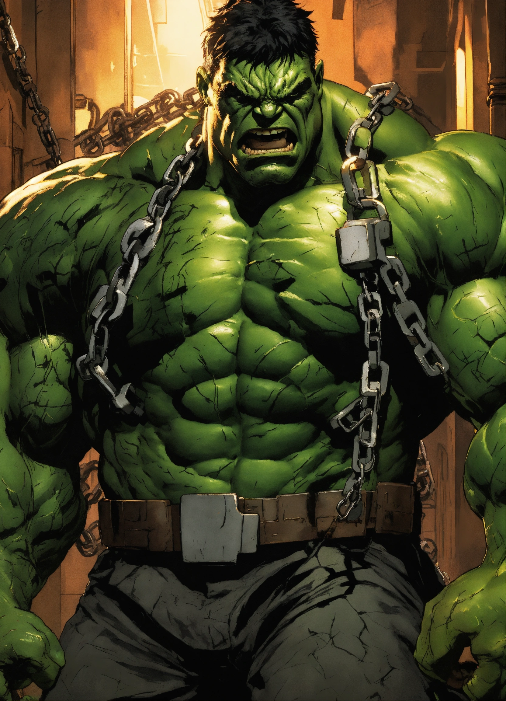 Lexica - Hulk, captured and chained, dystopian future, torn futuristic ...