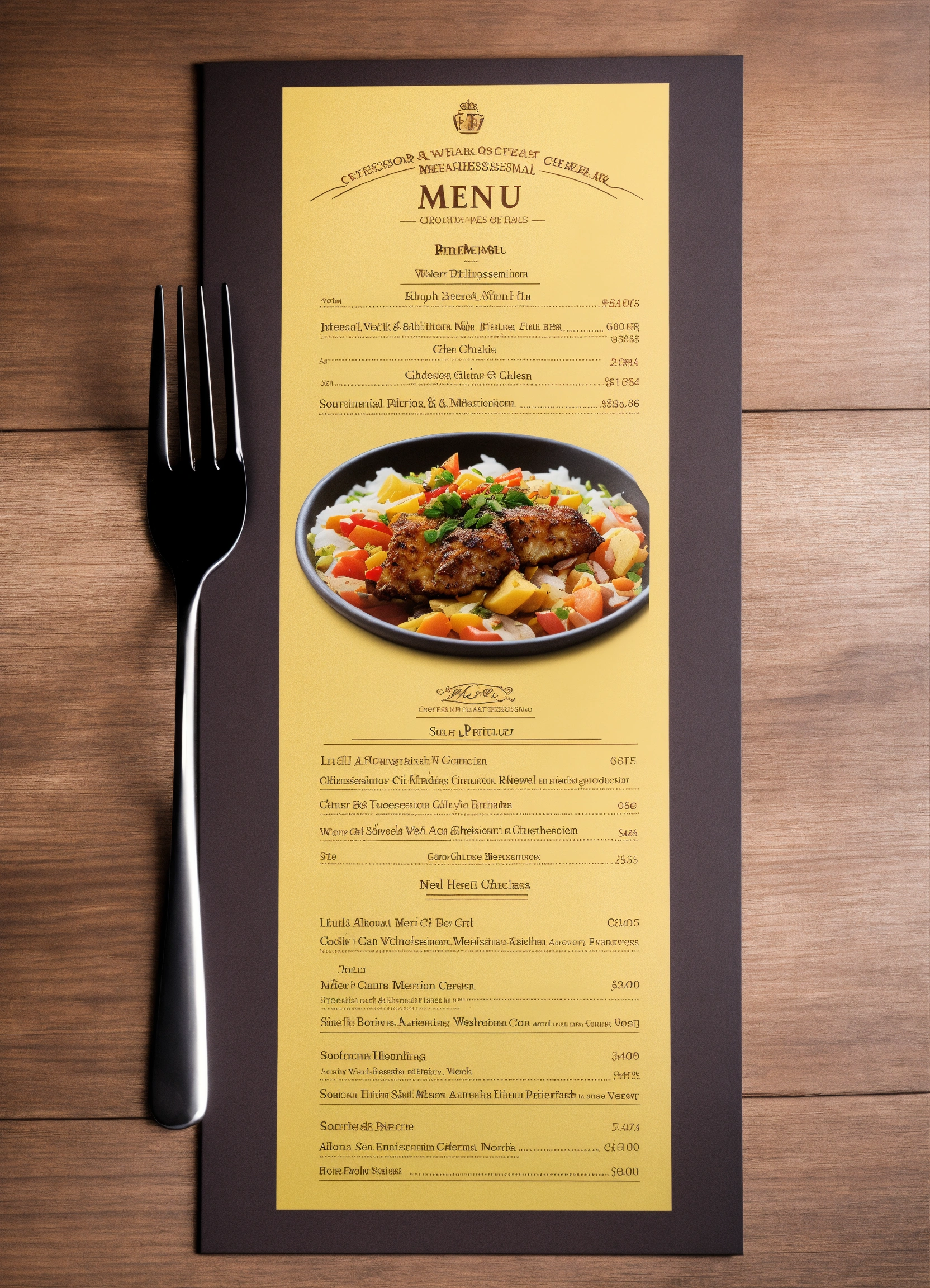 Lexica - Professional menu design, printed product photo