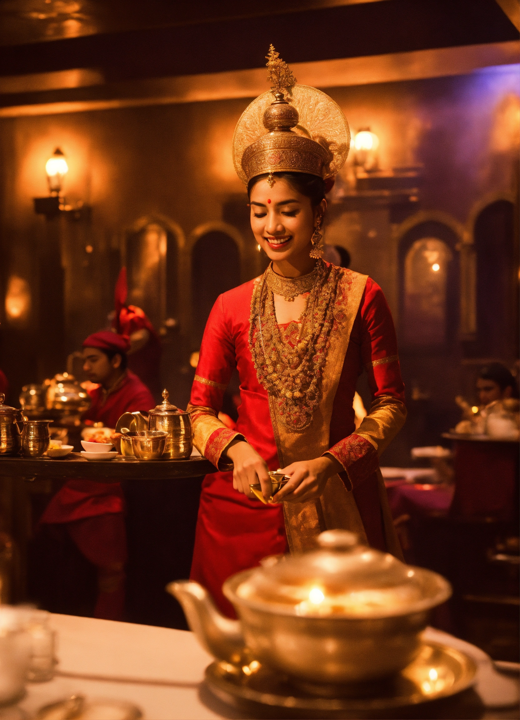 Lexica - Skilled servers pour Chai tea in a theatrical manner, offering ...