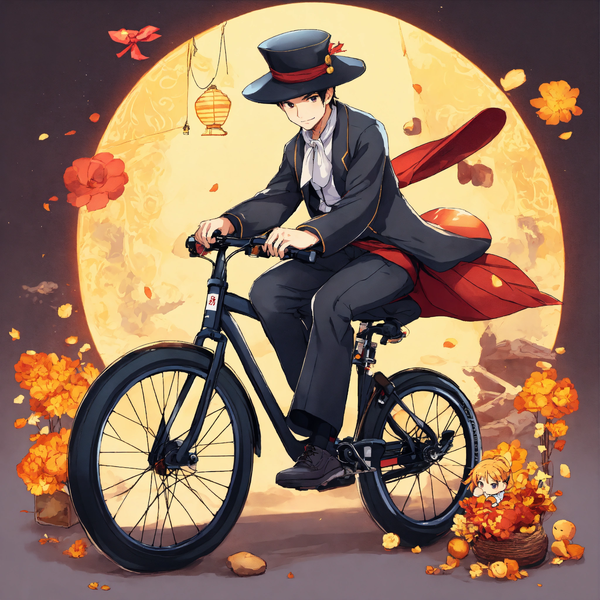 Lexica - Japanese magician wearing T shirt chibi character men ride on ...