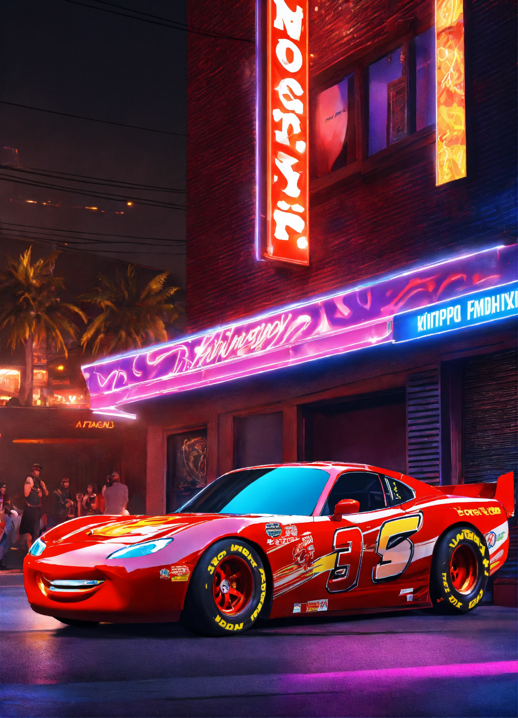 Lexica - Lightning McQueen wearing shiny rims, tinted windows, and ...