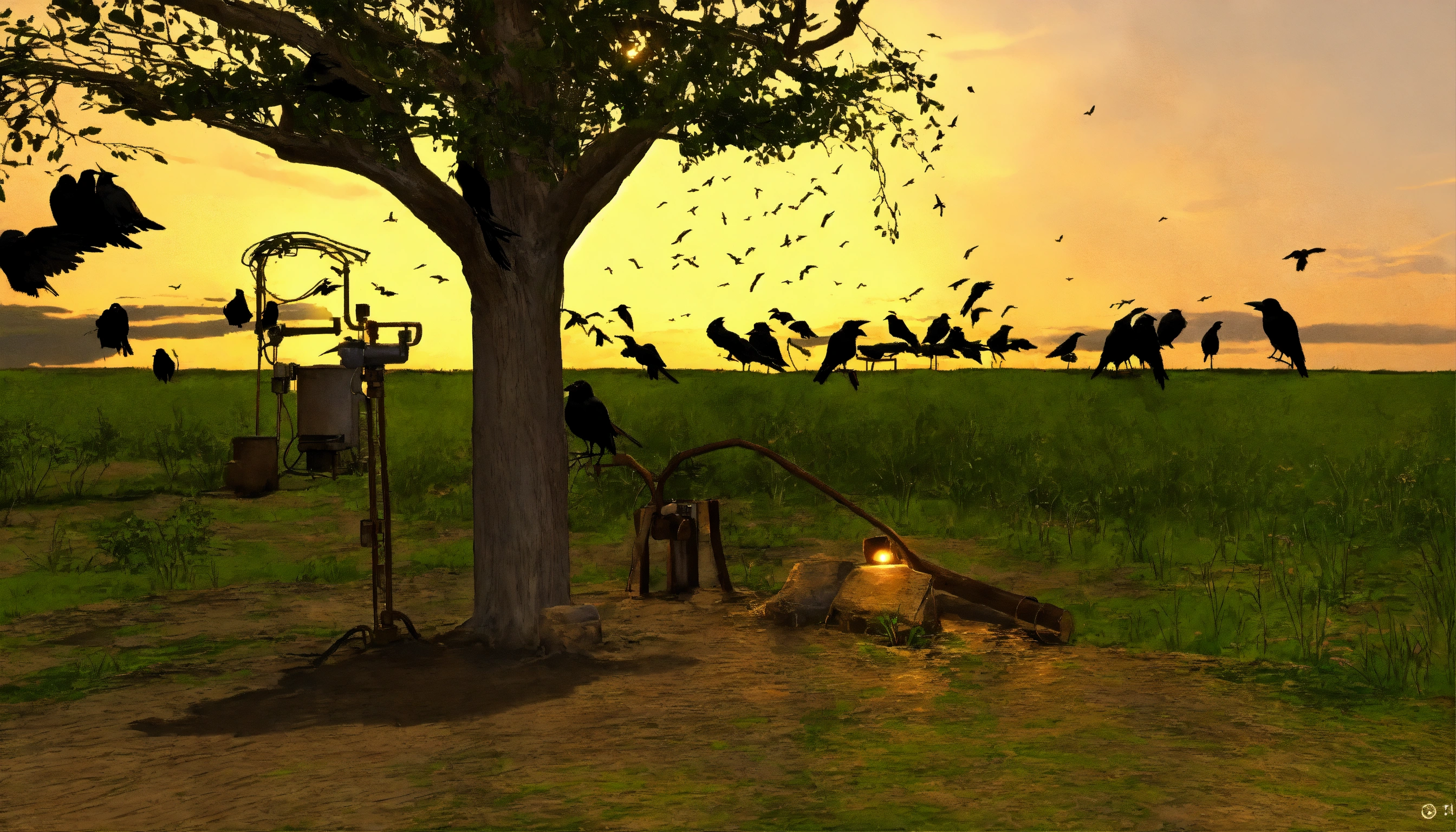 lexica-a-flock-of-crows-sat-on-a-tree-and-there-was-a-water-hand-pump