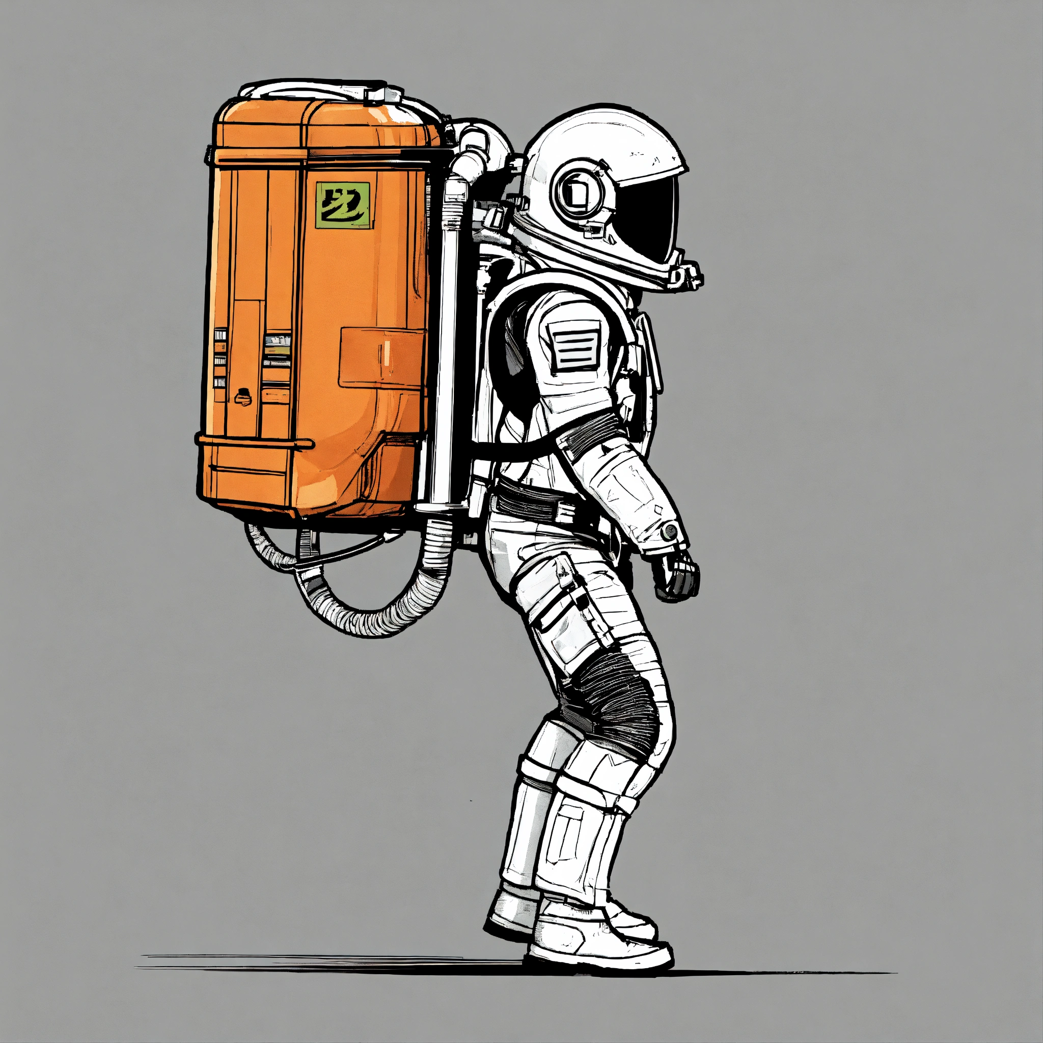 Lexica - 2d jetpack. comic theme, right side view. white background