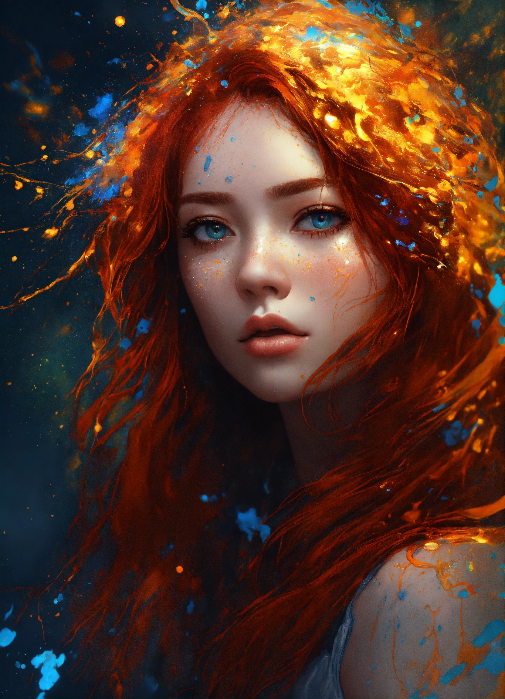 Lexica A beautiful redhead with korean features, Hyperdetailed Eyes