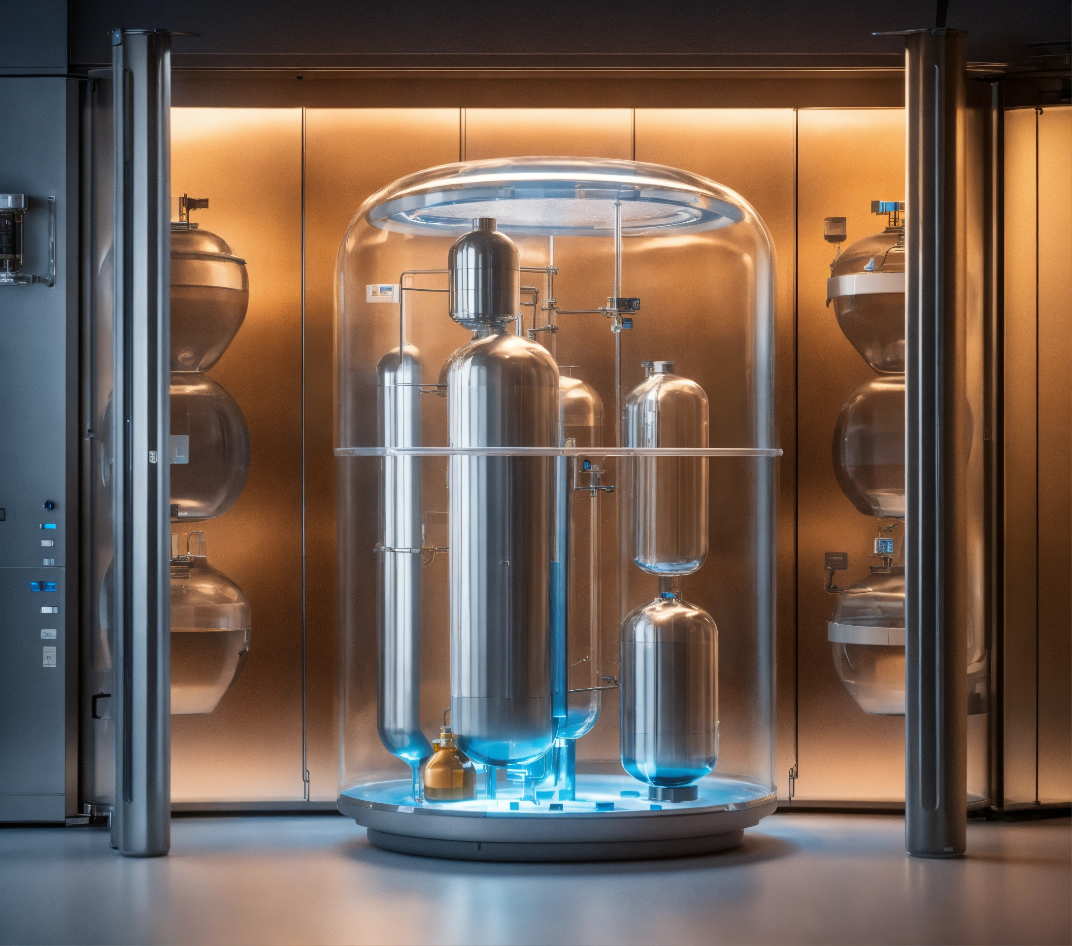 Lexica - Cryonics capsules, empty and full futuristic containers, glass ...