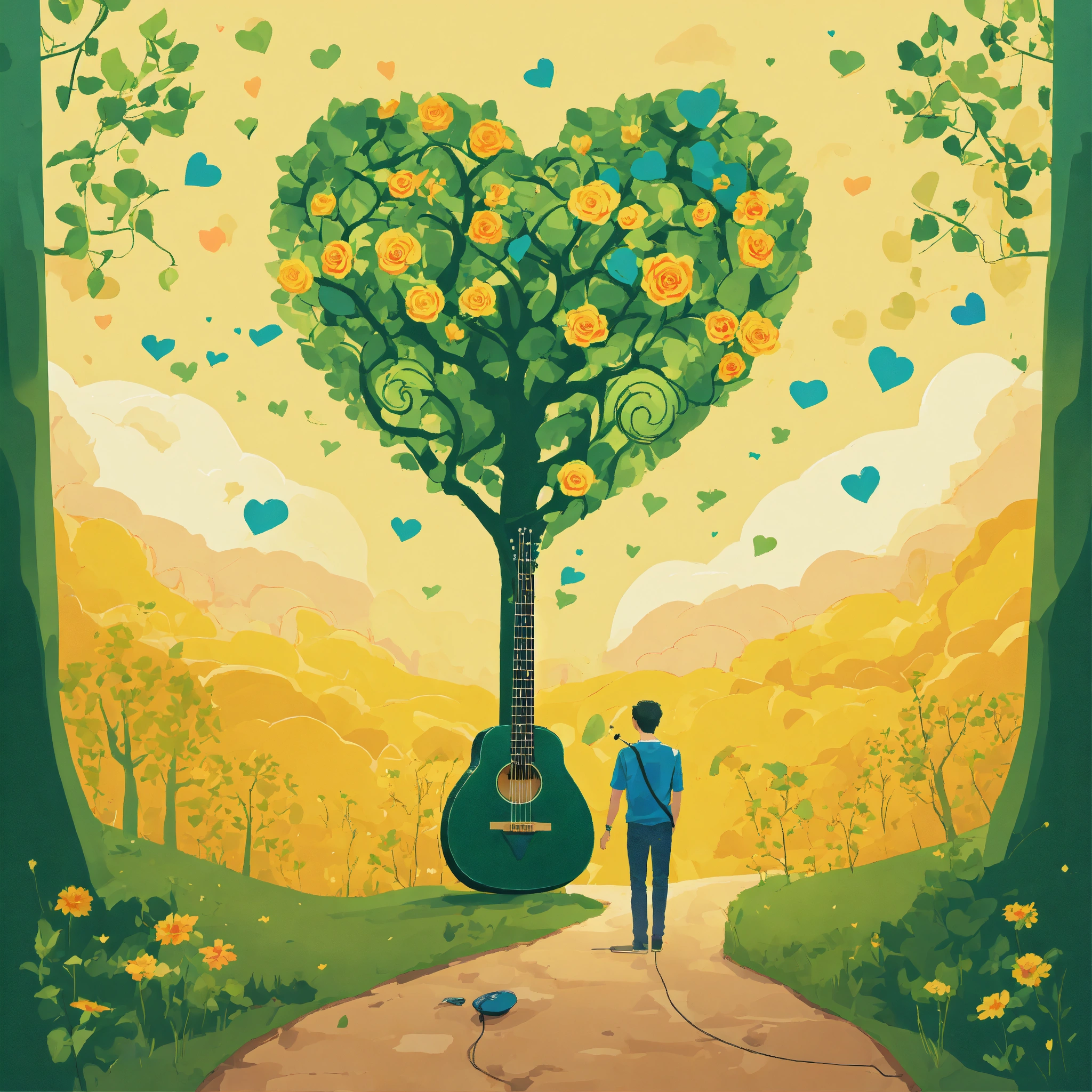 Lexica - Musician playing a guitar with a heart shaped sound hole ...