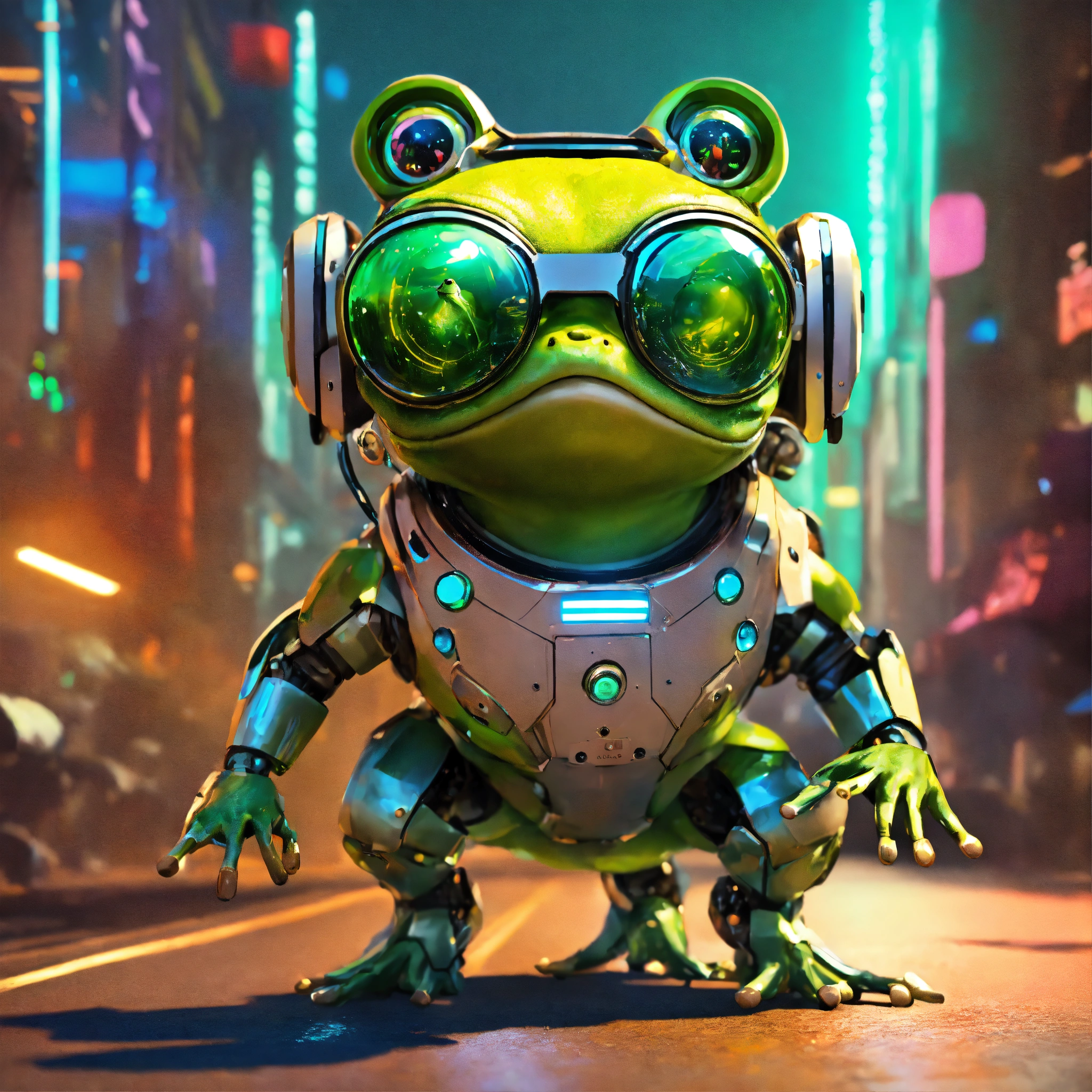 Lexica - Frog with dog inu full body cyberpunk style immaculate robot ...