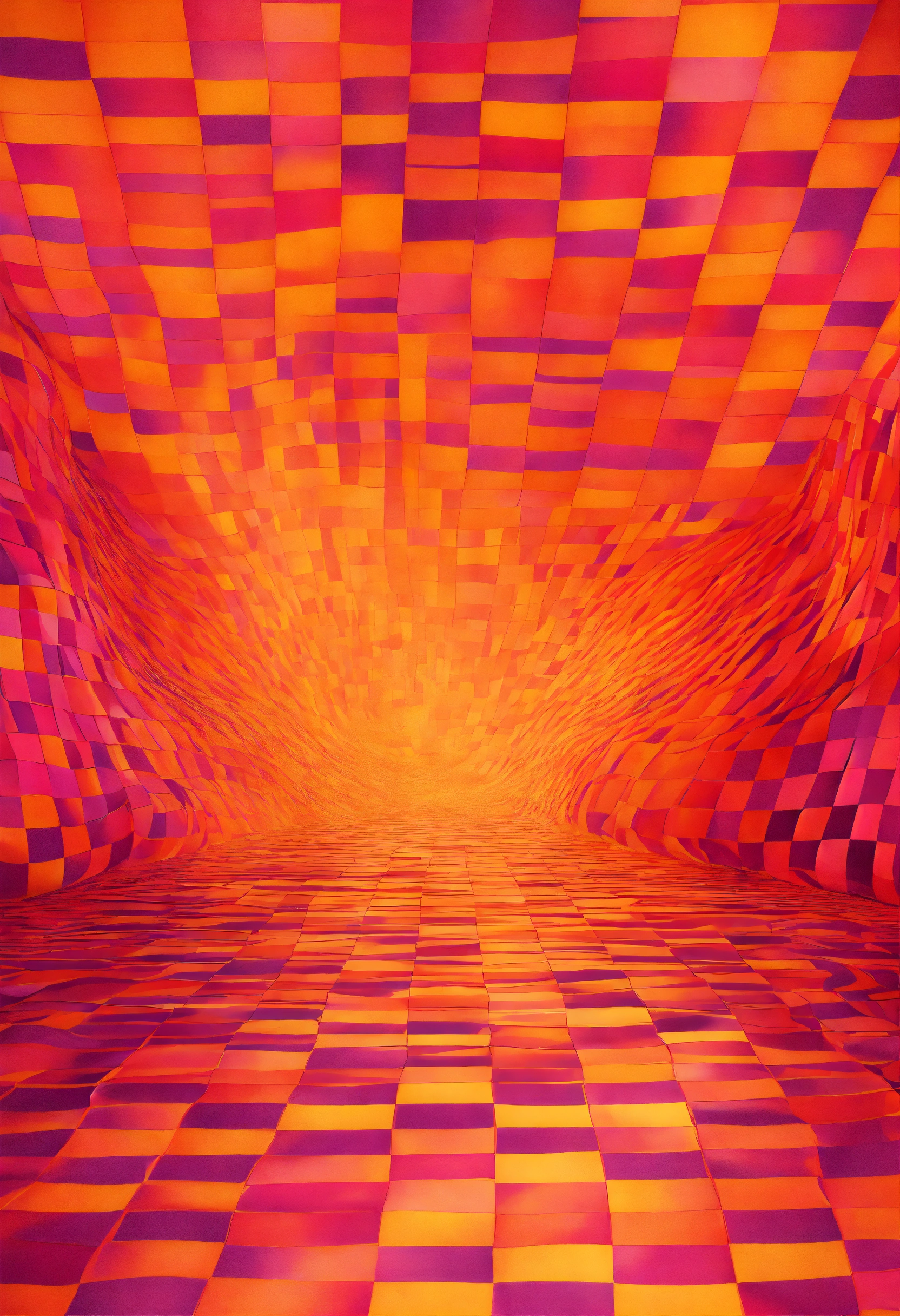 Lexica - Pink and orange checkered flag geometric pattern, melting ...