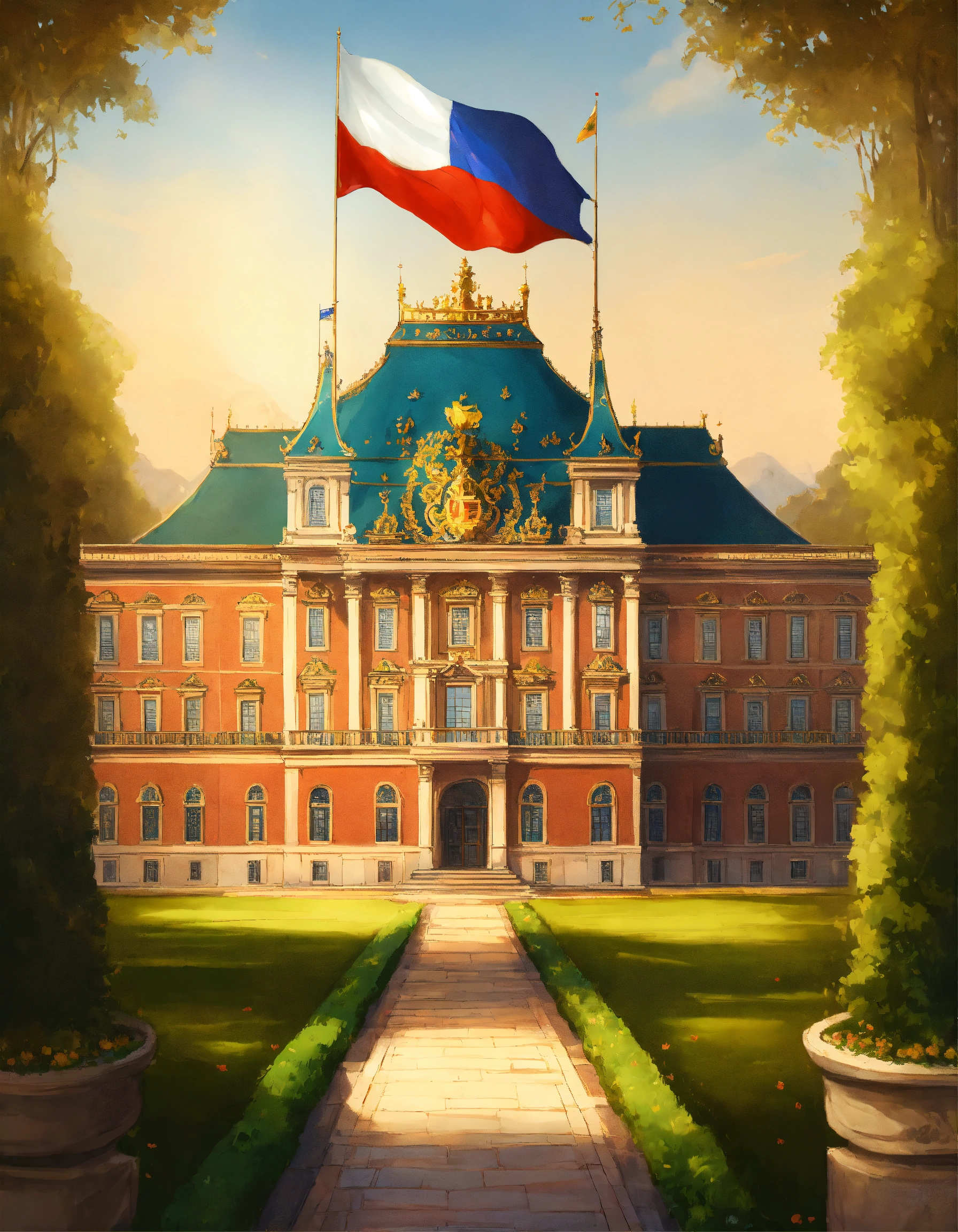 Lexica - A royal palace with a flag