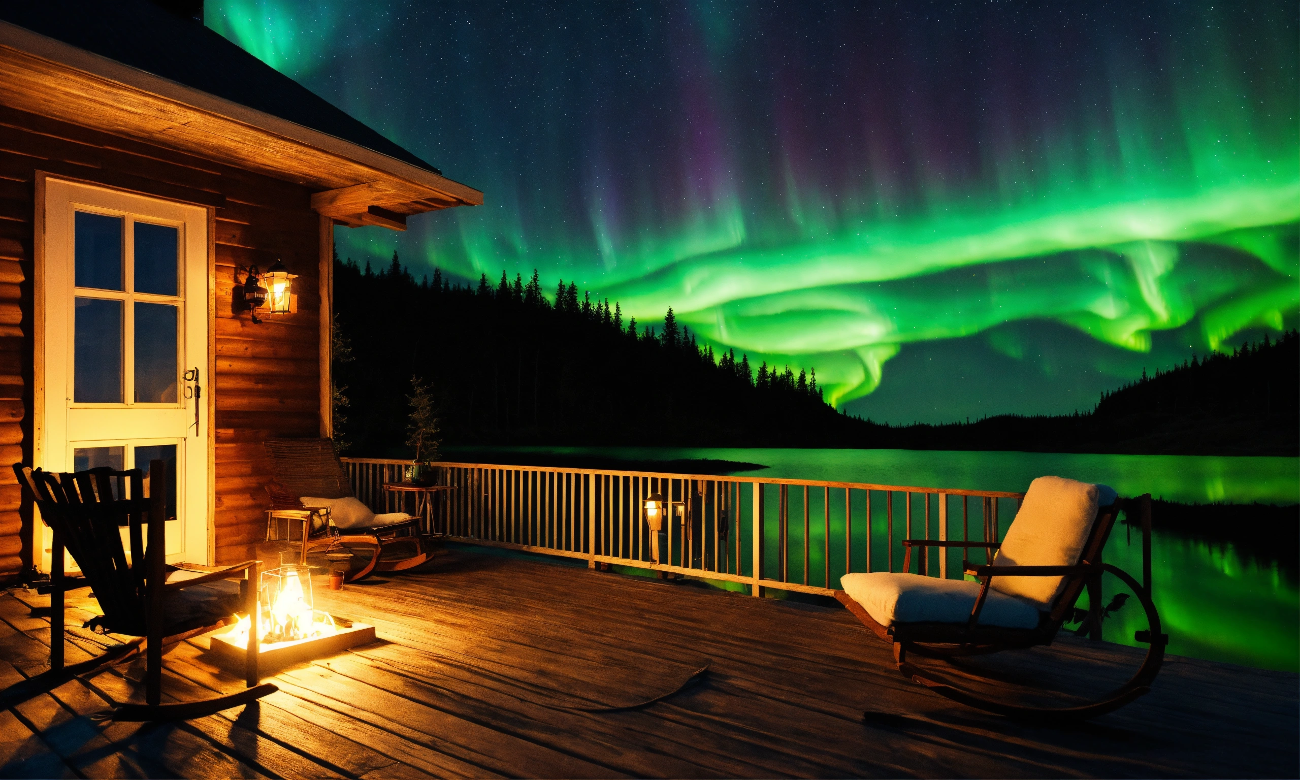 Lexica - Epic shot of ultra detailed and cozy porch in Sweden at a lake ...