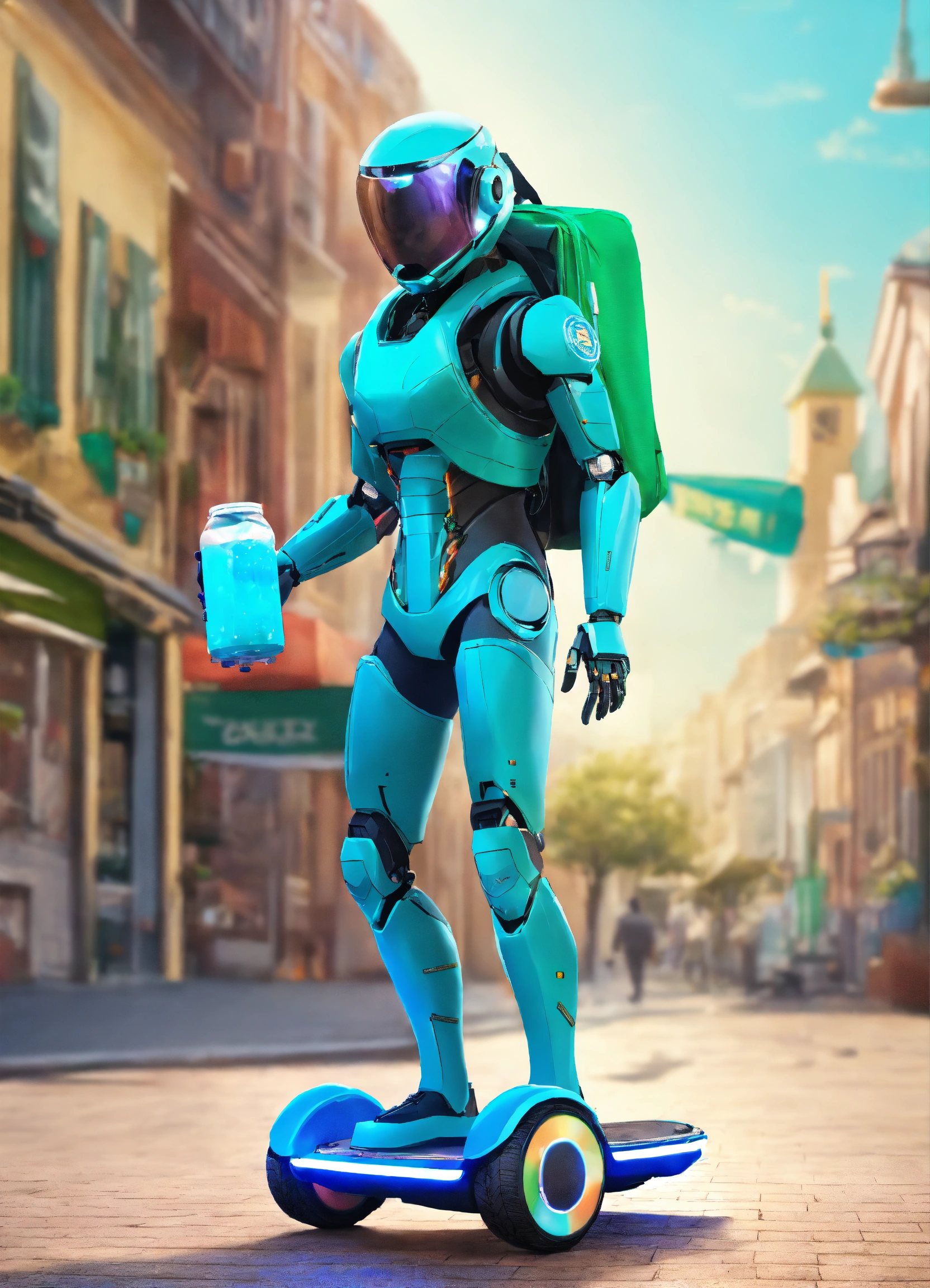 Lexica - A passionate male robot on hoverboard, realistic man face ...
