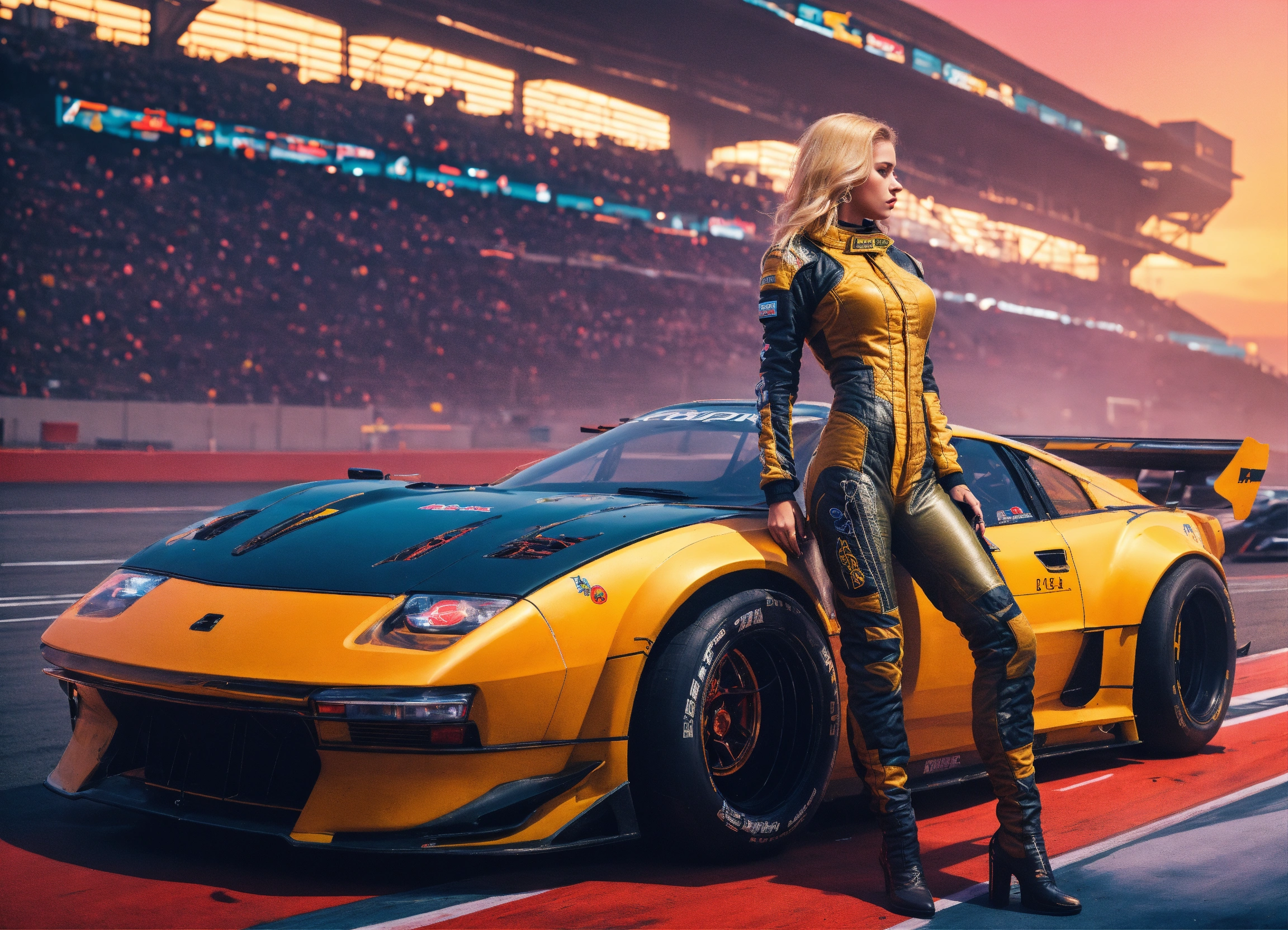 Lexica - Picture of Cyberpunk Dream girl with blond hair, standing next ...