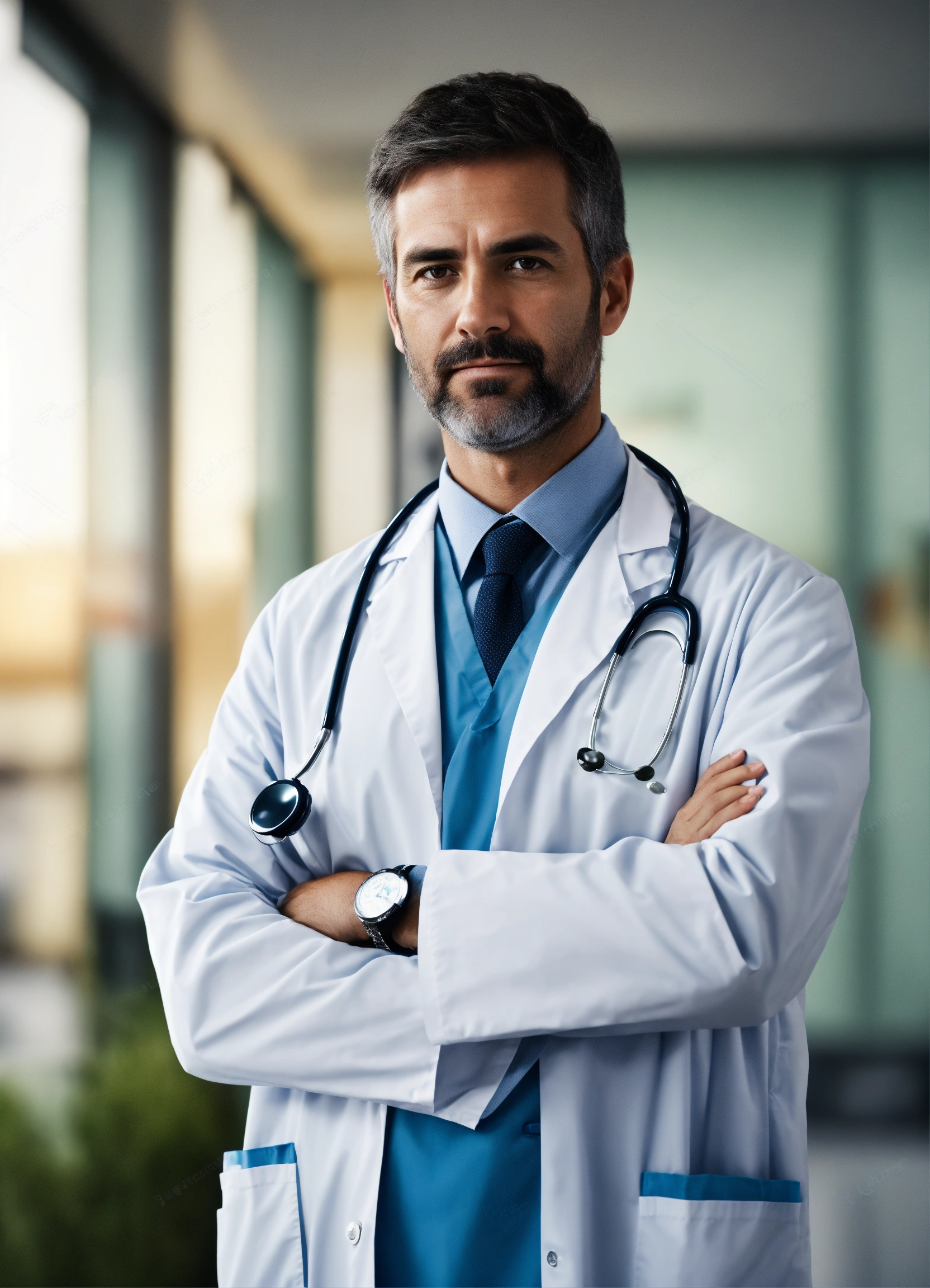 Lexica - Doctor, hi res, photo realistic looking at camera standing in ...