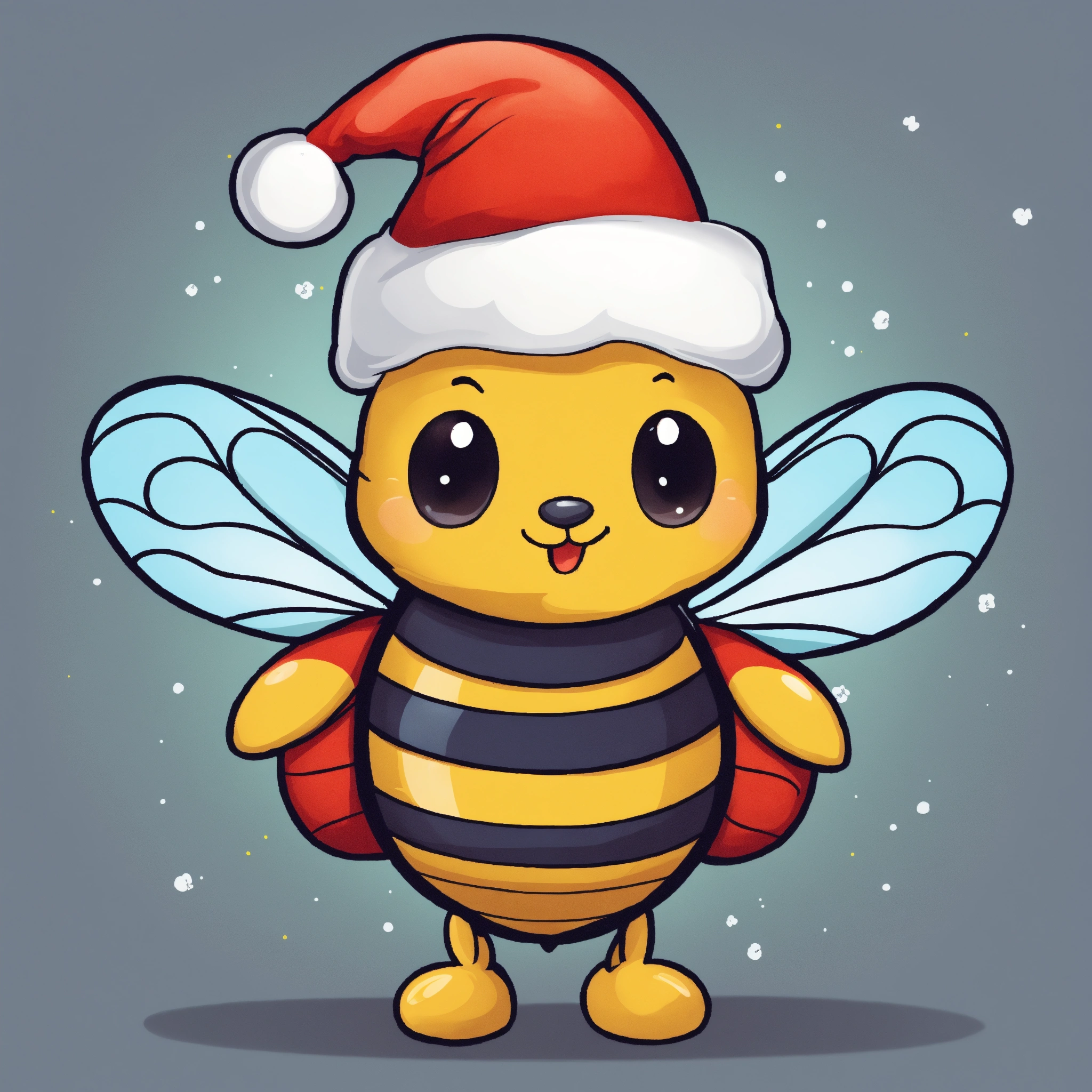 Lexica - One adorable cartoon bee wearing a Santa hat